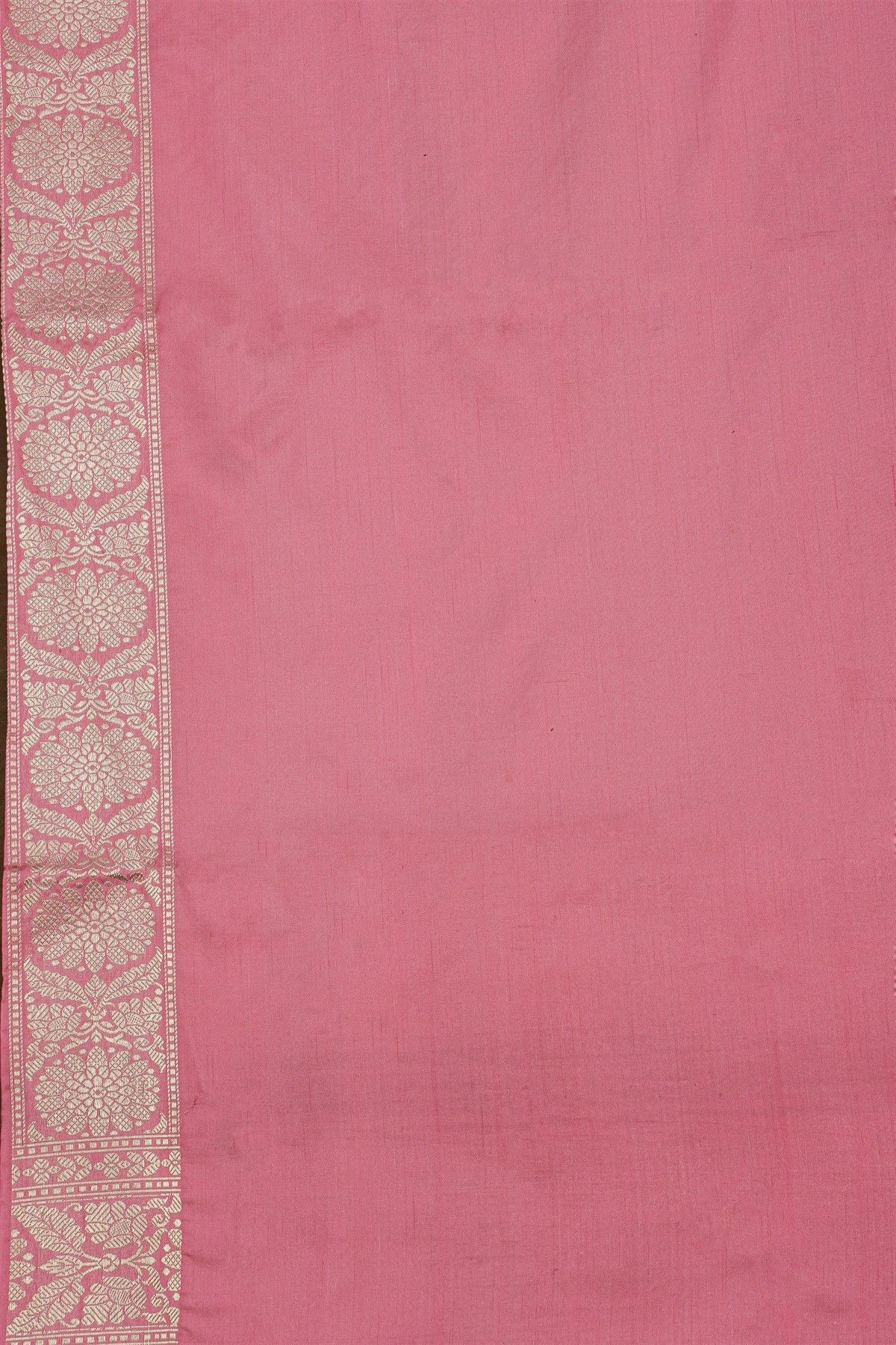 Banarasi Silk Pink Saree With Floral Brocade Pallu
