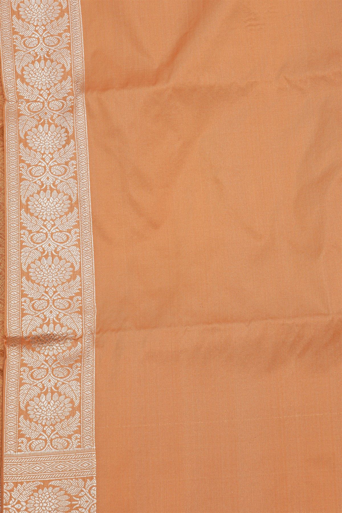 Banarasi Silk Light Orange Saree With Floral Brocade Pallu