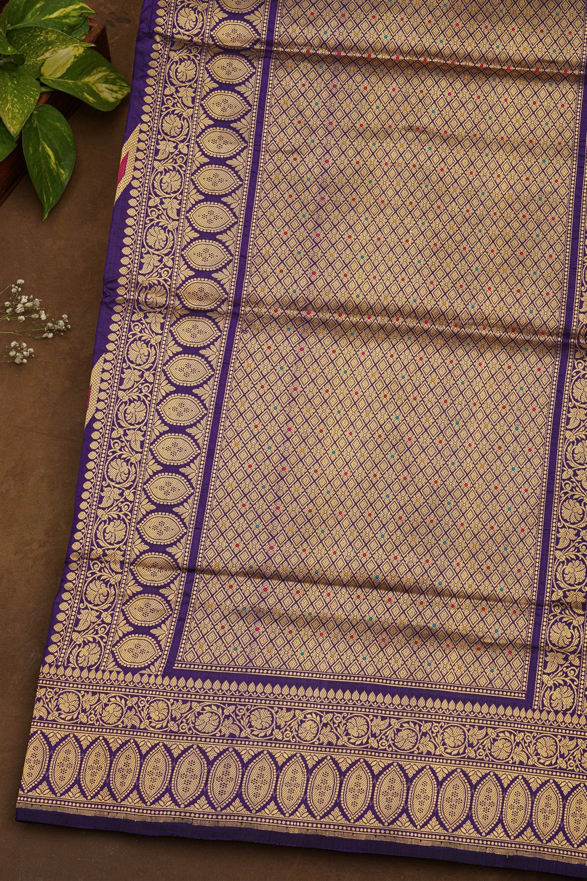 Banarasi Silk Navy Blue Saree With Floral Brocade Pallu