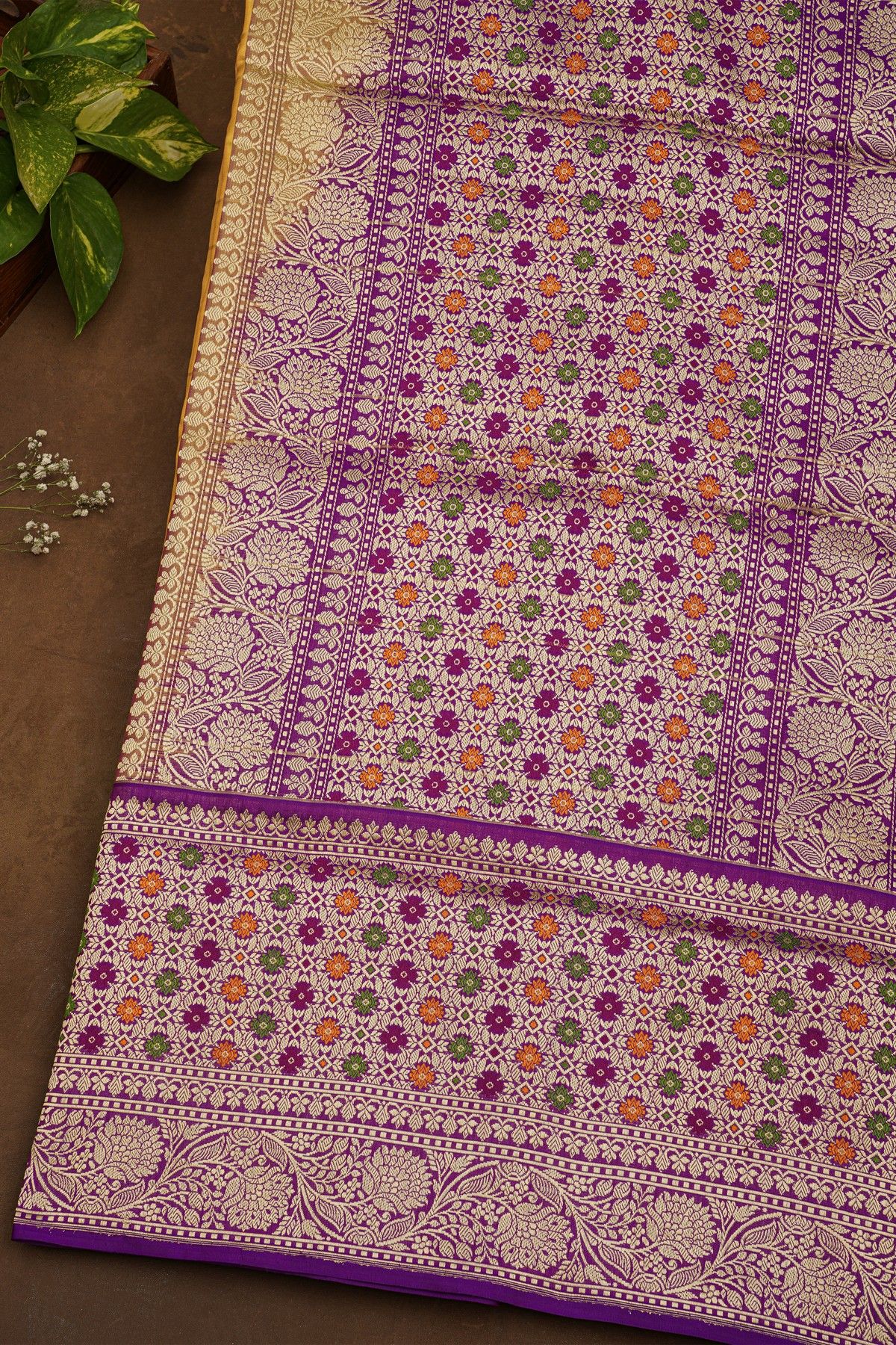 Banarasi Silk Yellow Saree With Meenakari Border