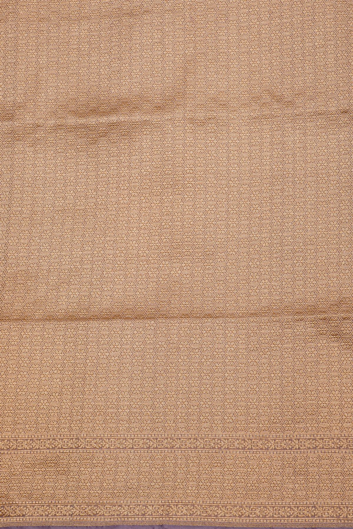 Banarasi Silk Lavender Saree With Floral And Leaves Border