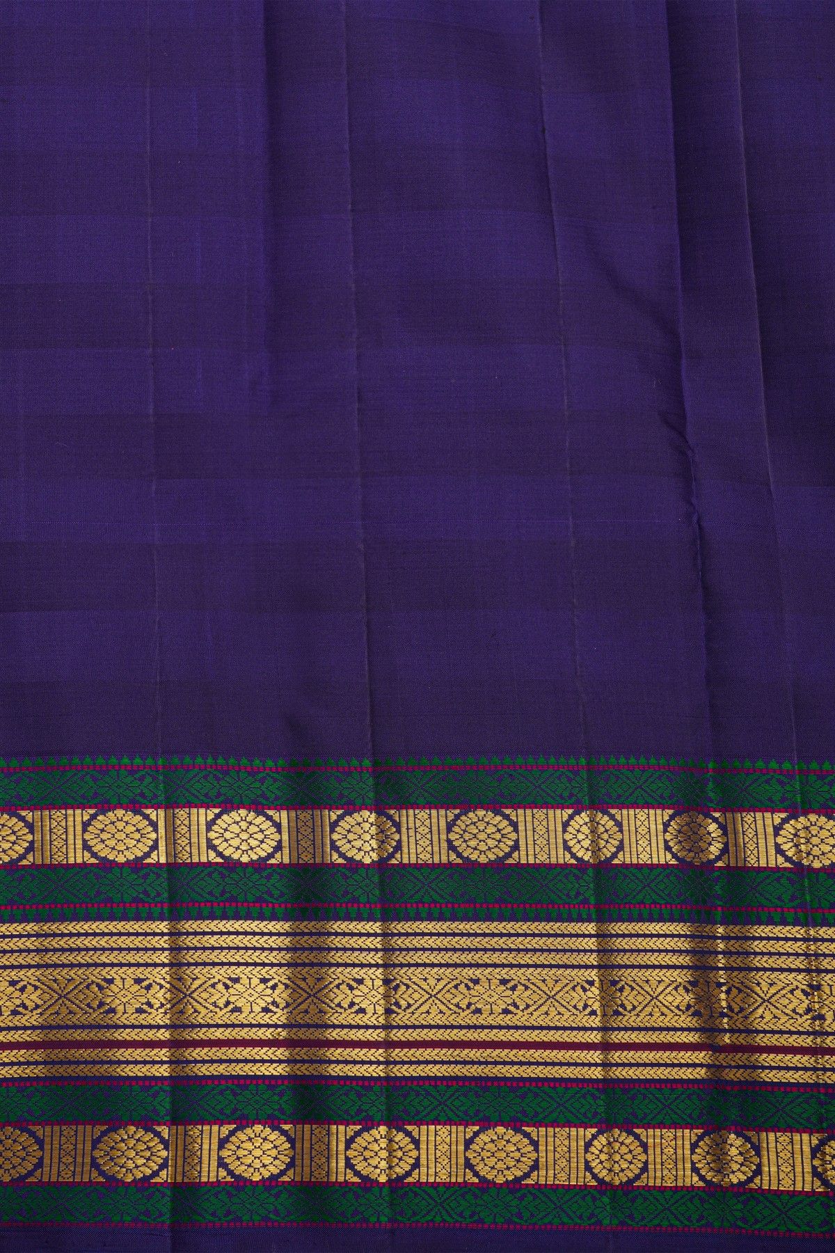 Kancheepuram Pure Silk Multi-Colour Saree With Florals And Leaves Traditional Border