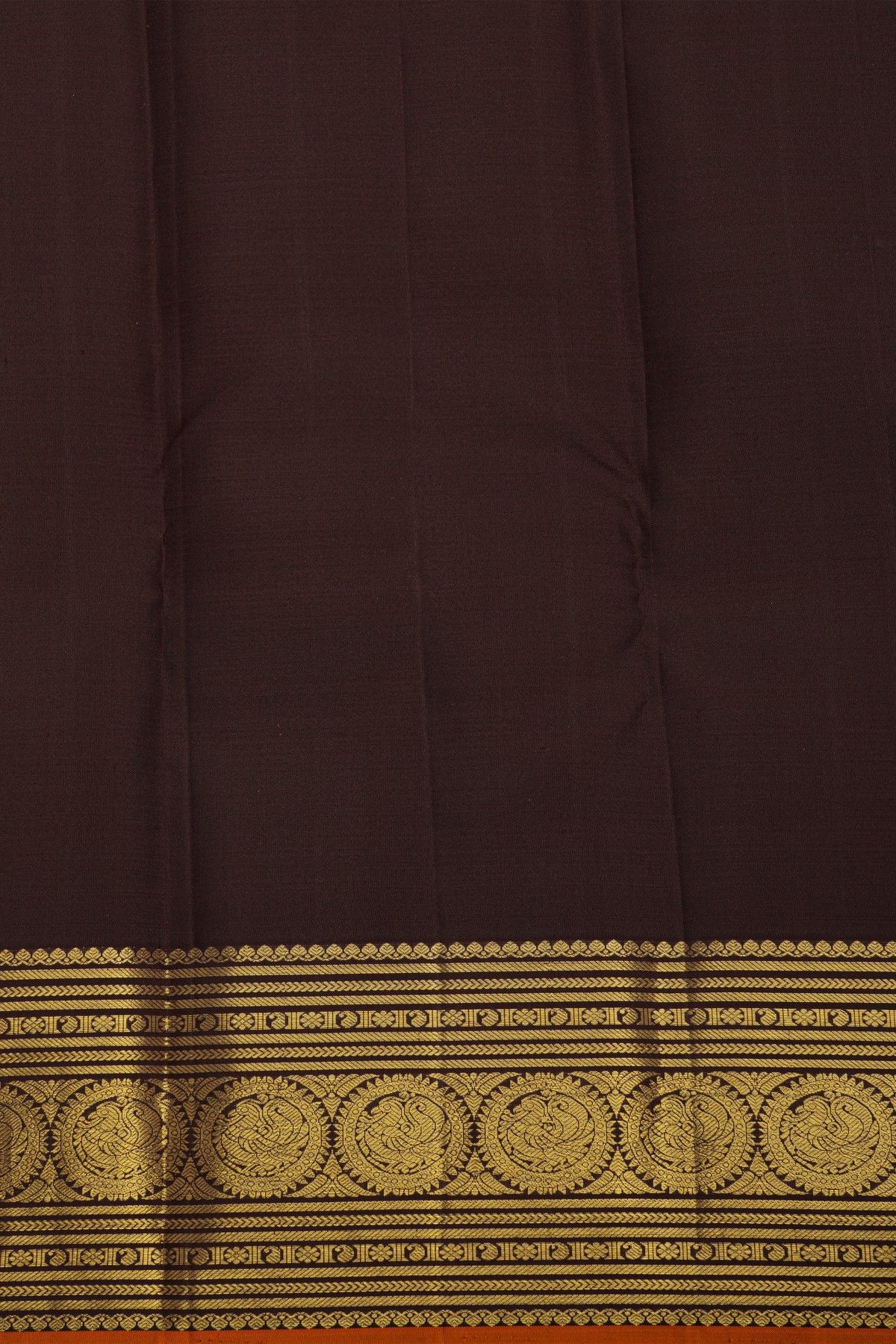 Kancheepuram Pure Silk Black Saree And Peacocks With Zari Border