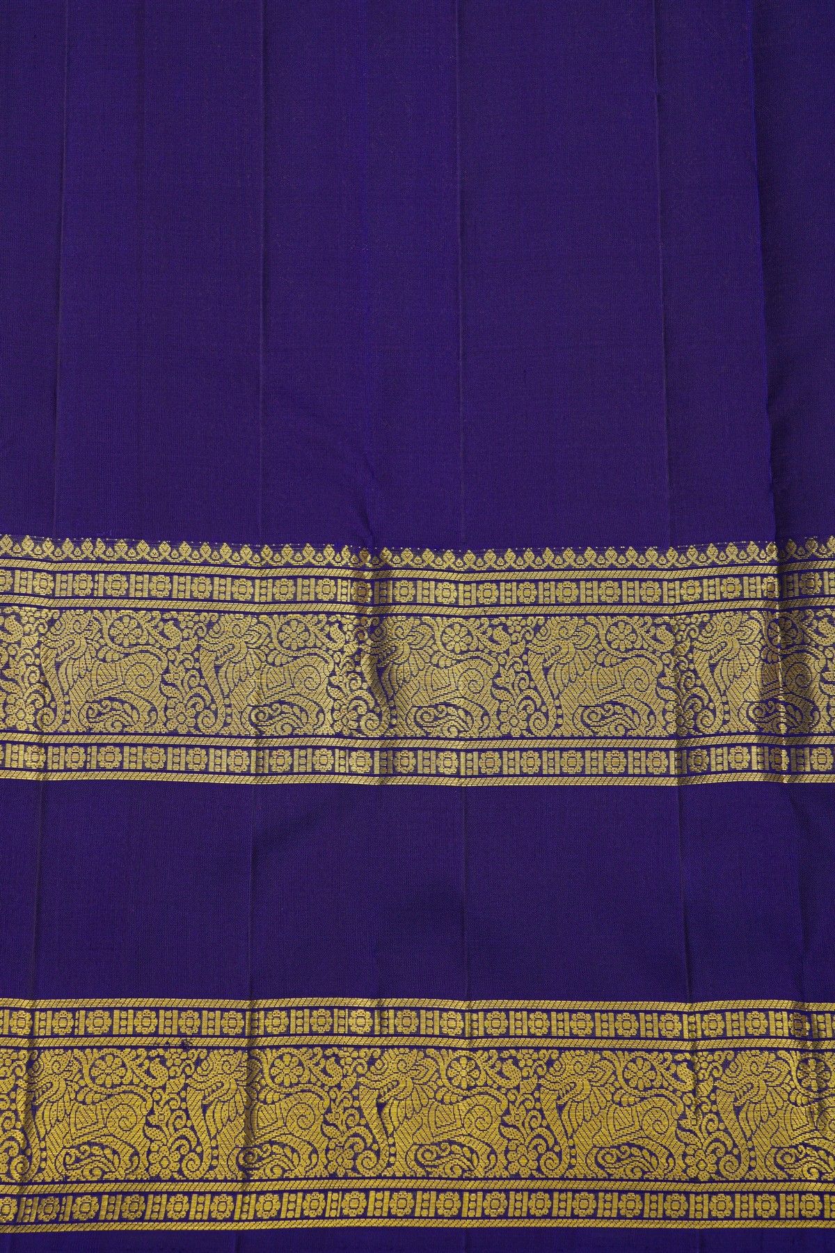 Kancheepuram Pure Silk Wine Saree With Mythical Lion-Elephant Creature Border