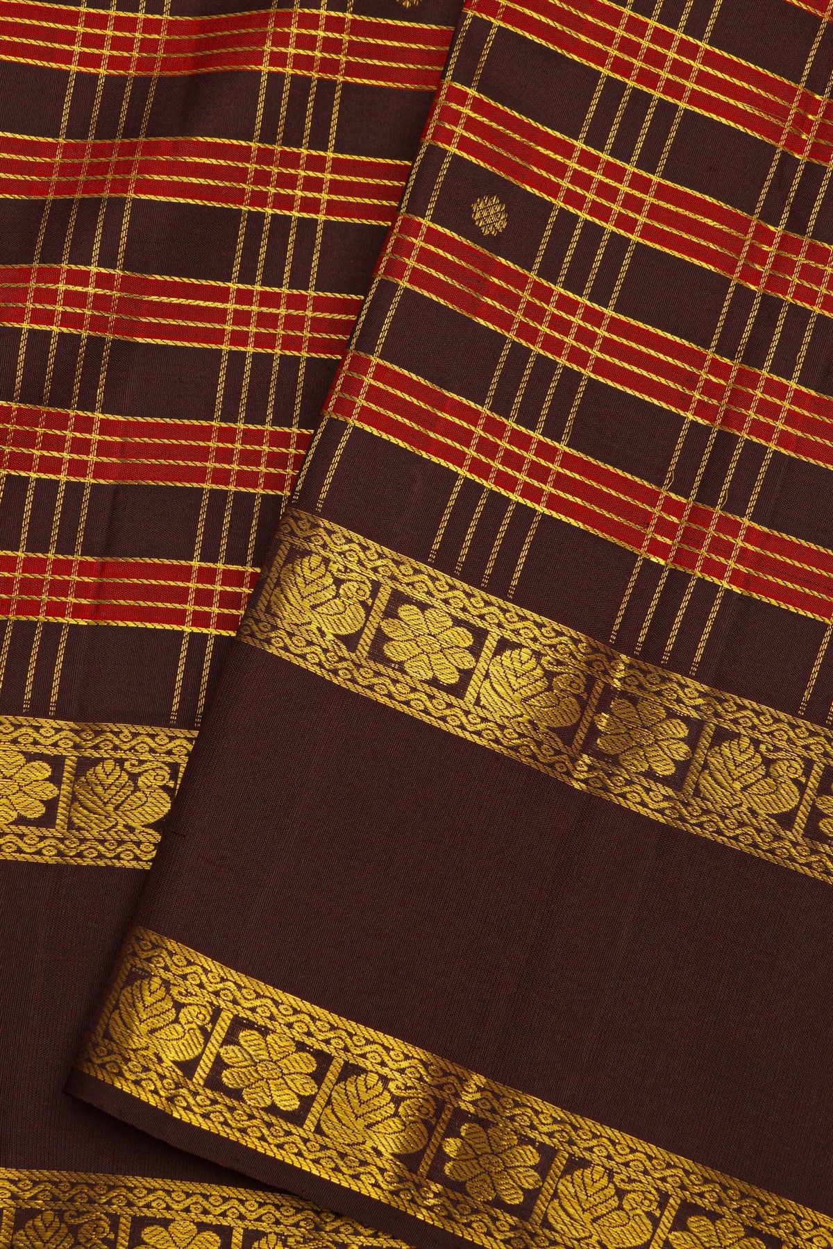 Kancheepuram Pure Silk Multi-Colour Saree With Florals And Peacocks Border