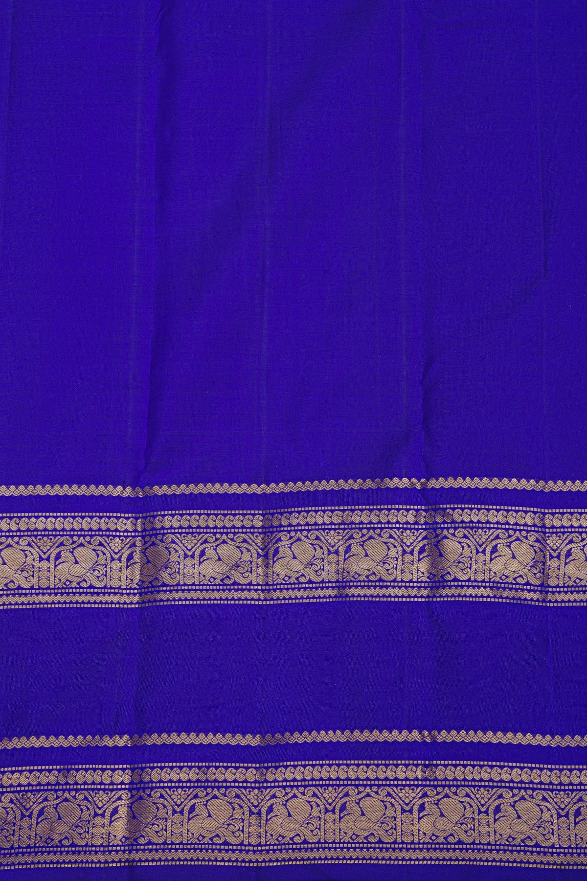 Kancheepuram Pure Silk Royal Blue Saree With Birds Gap Borders