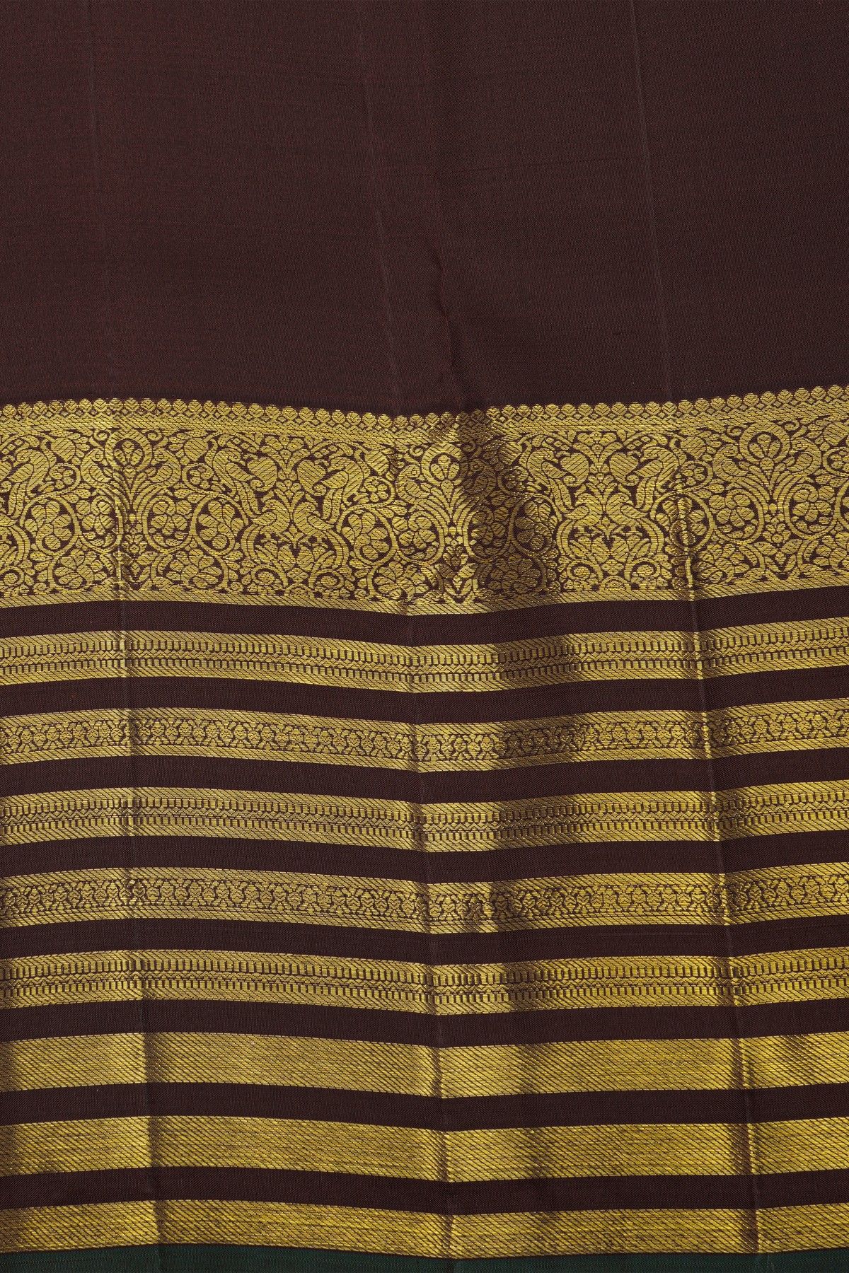 Kancheepuram Pure Silk Brown Saree With Kaddi Border