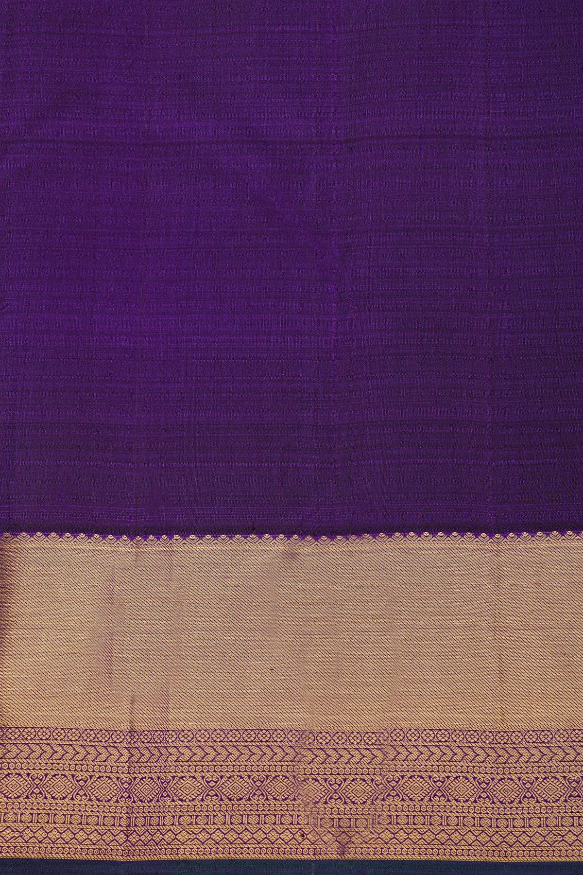 Kancheepuram Silk Purple Saree With Traditional Kaddi Border