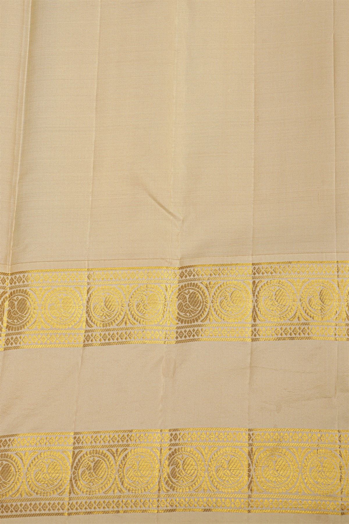 Kancheepuram Pure Silk Royal Blue Saree With Florals And Ganga Jamuna Border