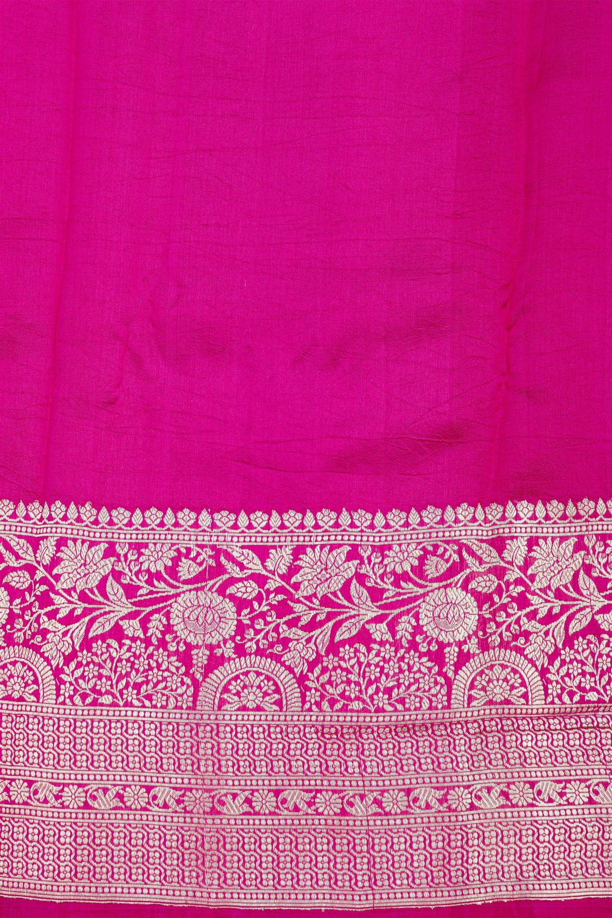 Fancy Matka Silk Royal Blue Saree With Florals And Leaves Body And Contrast Florals And Leaves Jaal Border