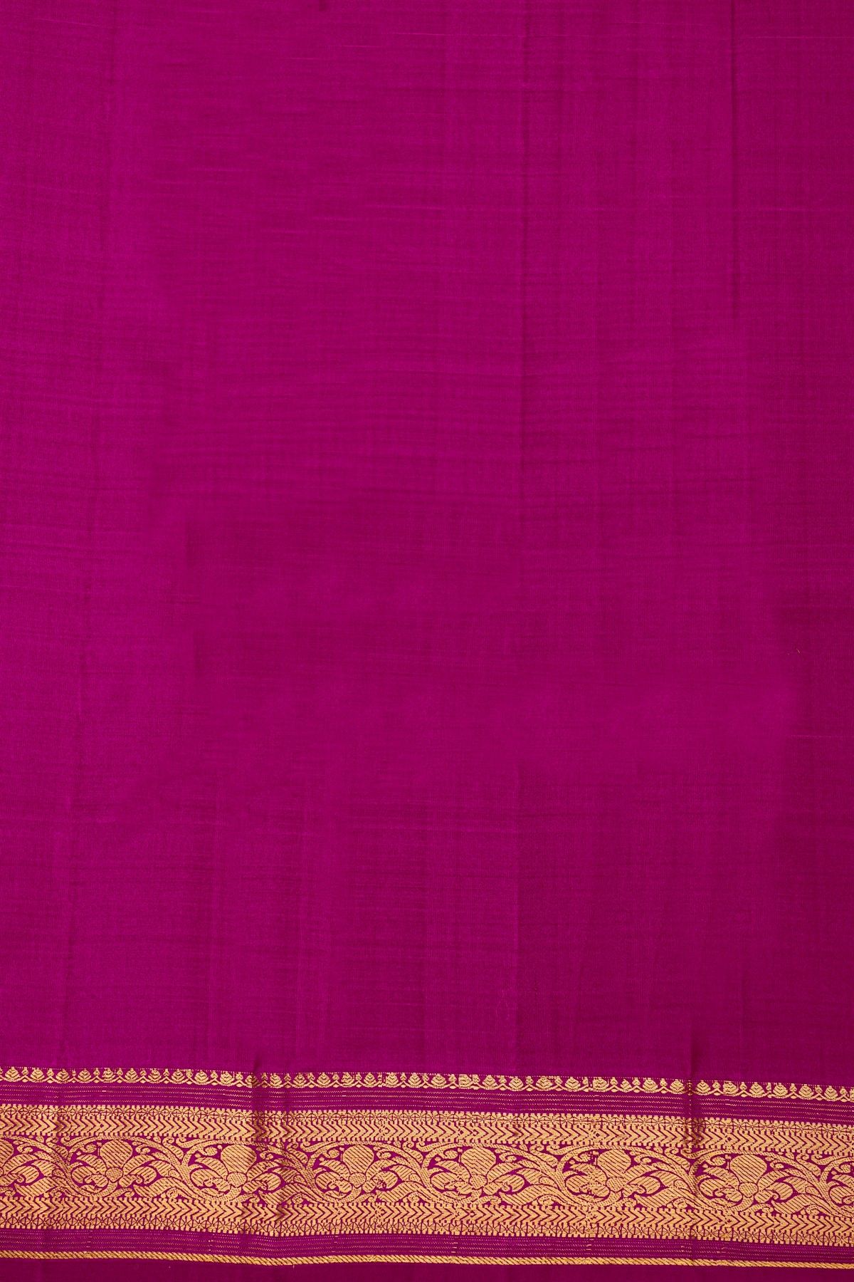 Kancheepuram Silk Magenta Saree With Florals And Peacocks In Zari Checks