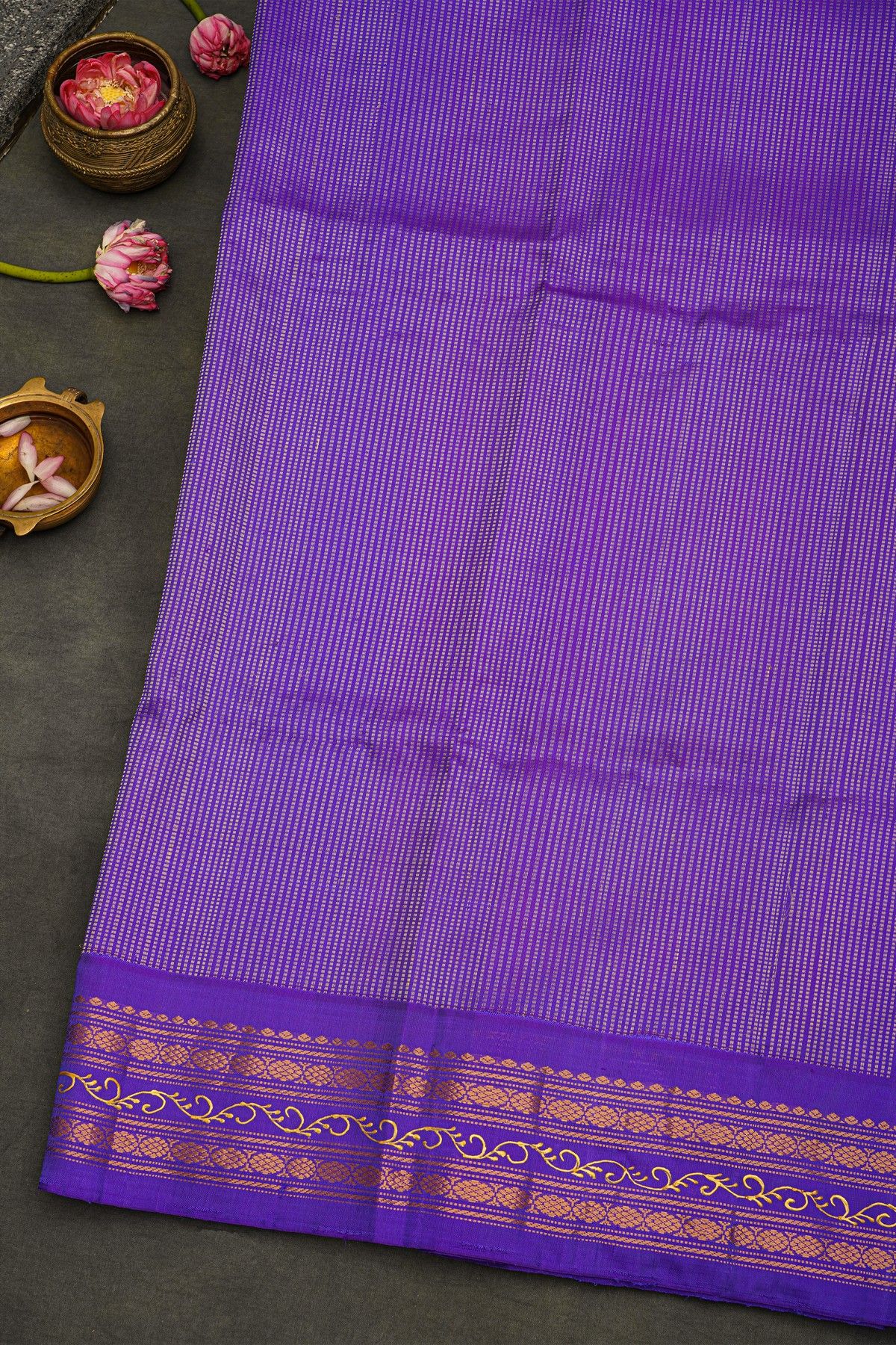 Gadwal Silk Pink Saree With Tanjore Hand Painted Border