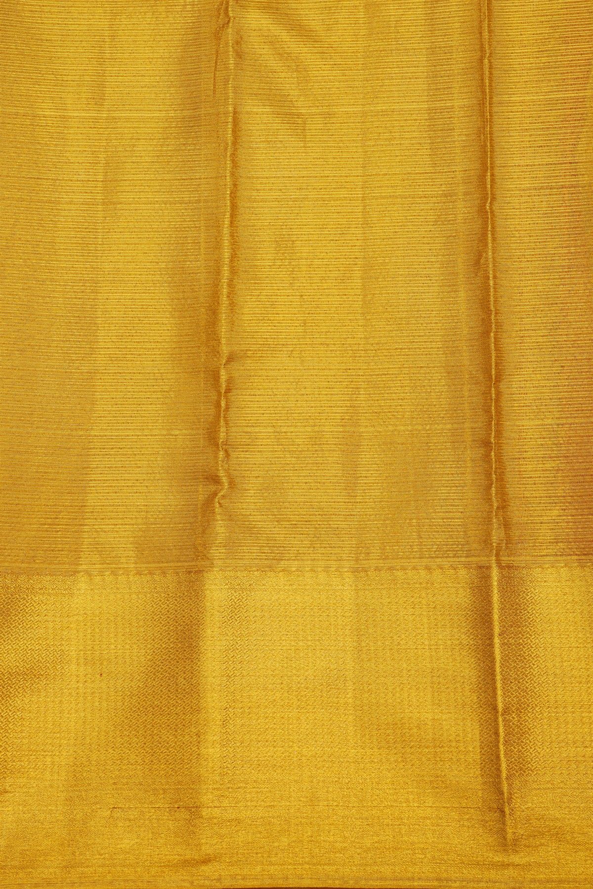 Kancheepuram Tissue Gold Saree With Florals And Yallis In Zari Body And Self Design Diamonds And Florals Border