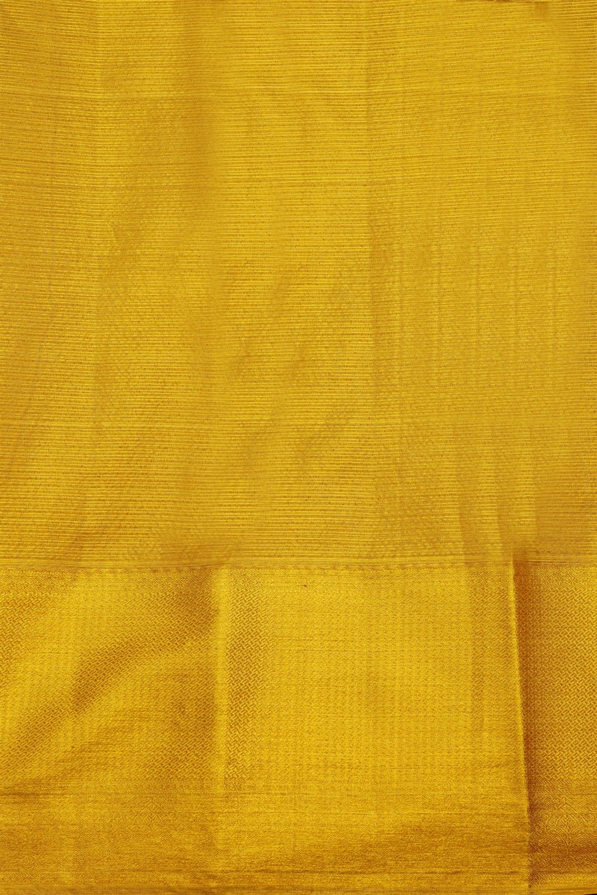Kancheepuram Silk Golden Yellow Saree With Self Kaddi Border