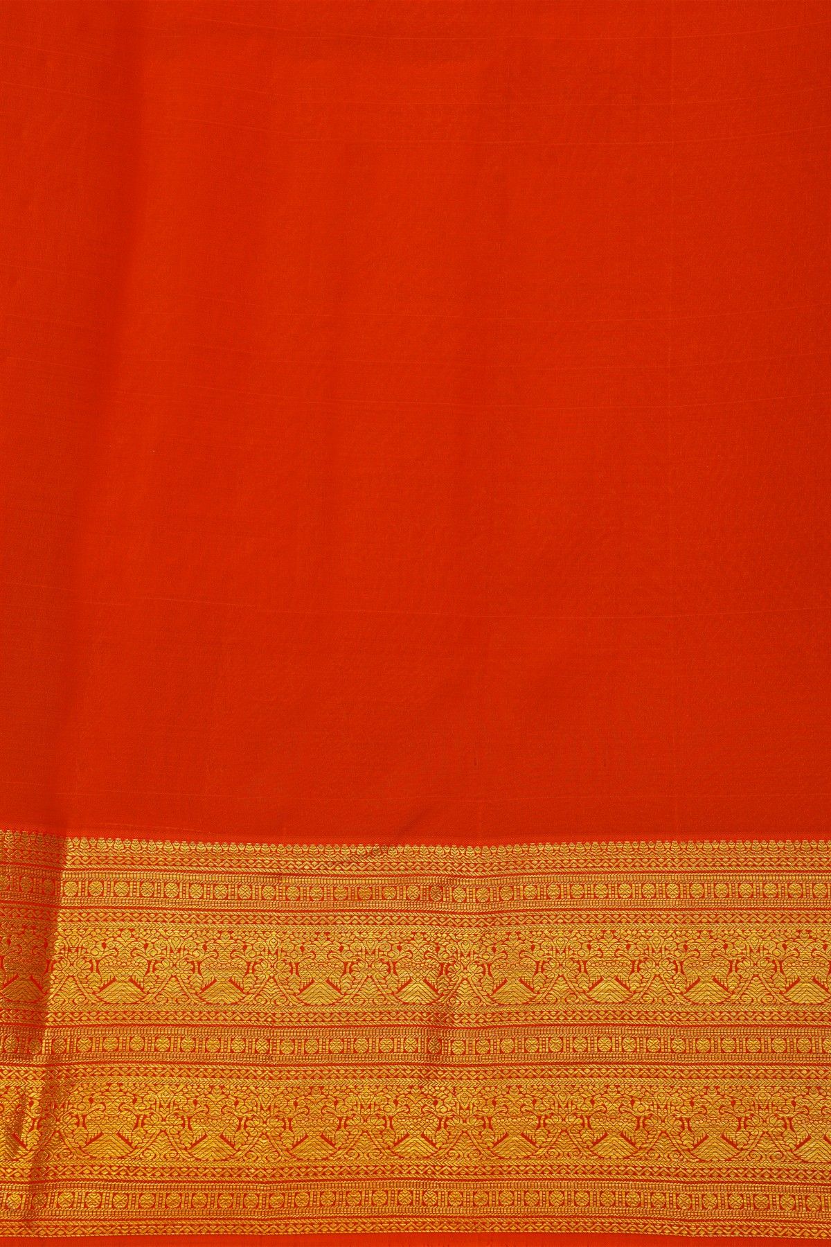 Kancheepuram Silk Orange Saree With Birds And Animals In Checks Body