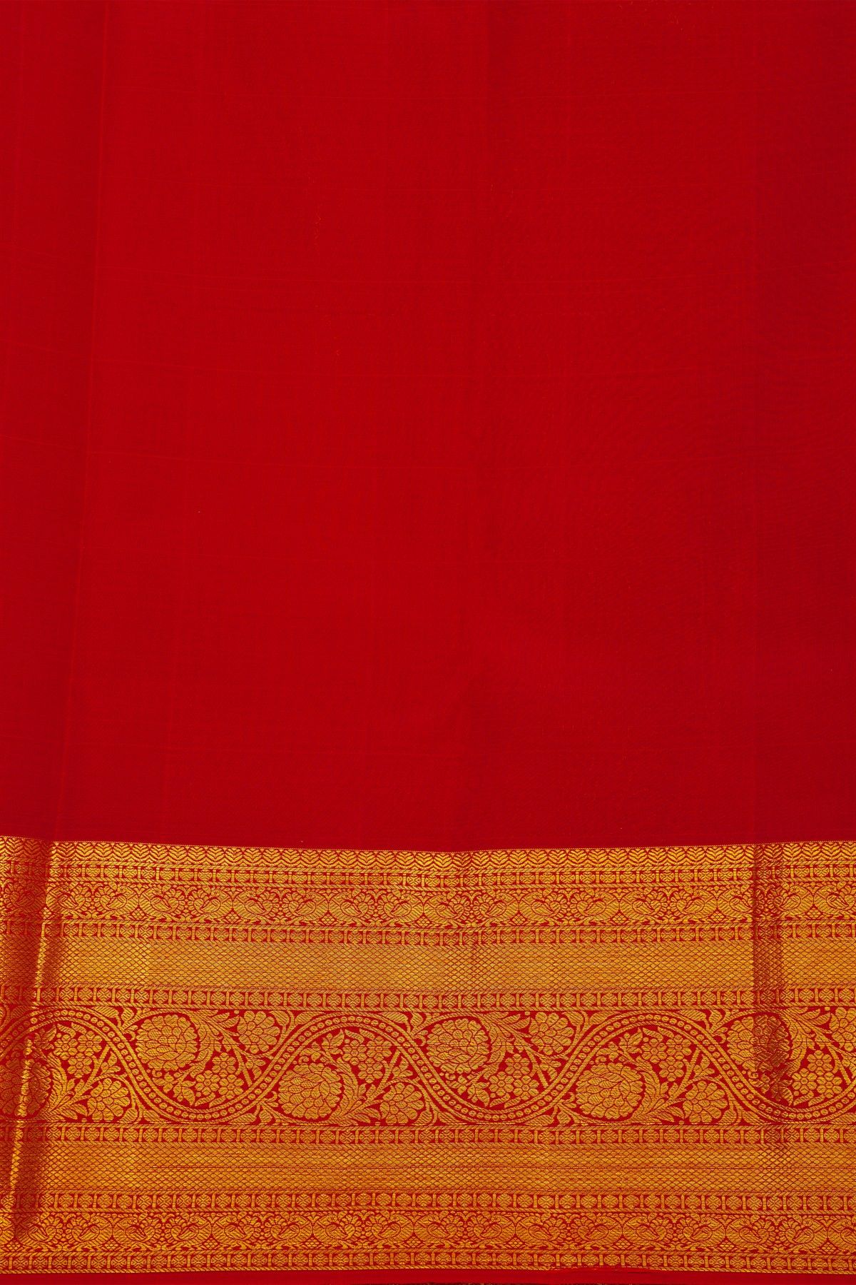 Kancheepuram Silk Red Saree With Floral Brocade Pallu