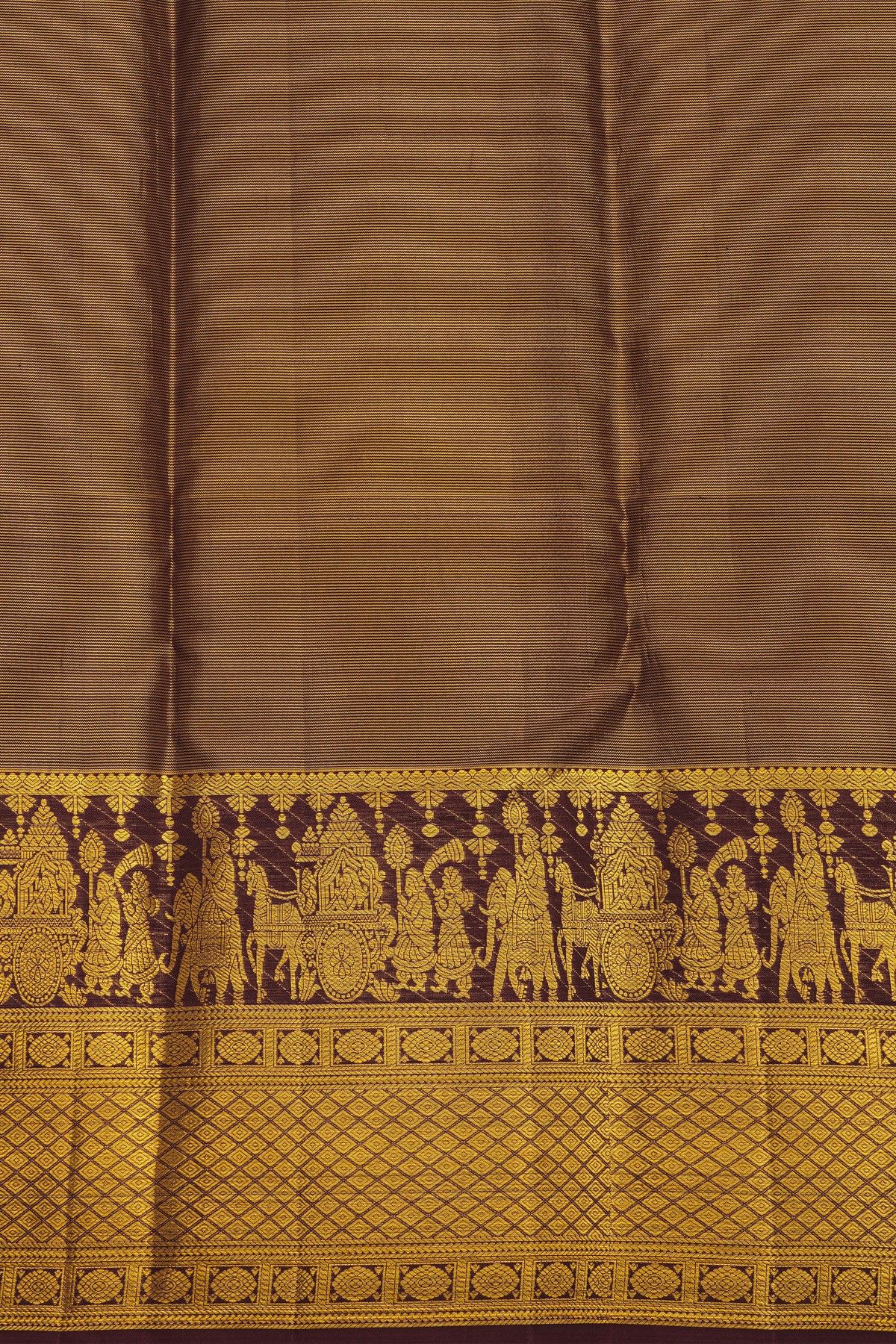 Kancheepuram Silk Sea Green Saree With Pallaki Motif Border