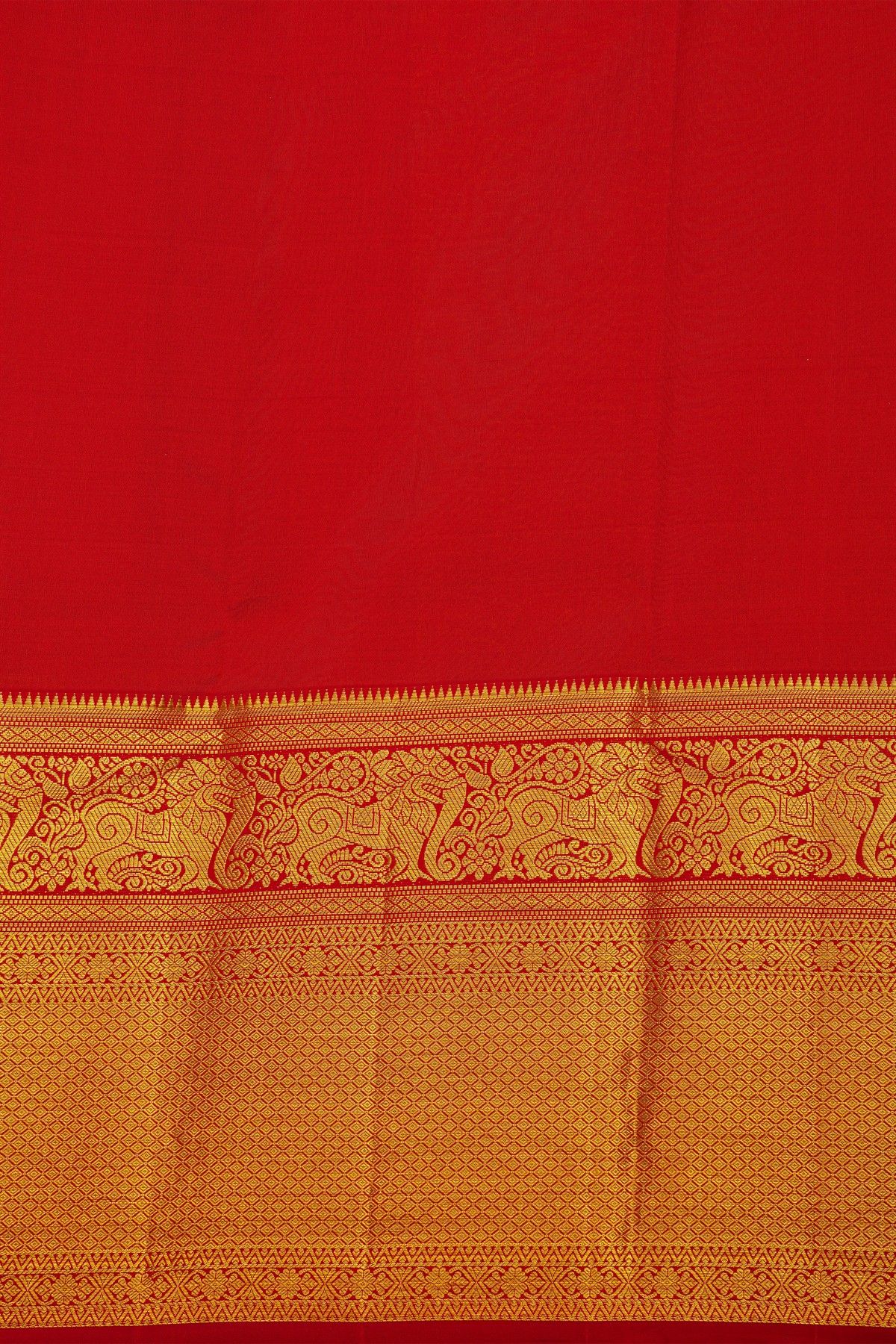 Kancheepuram Silk Violet Saree With Florals And Birds In Checks Body And Contrast Diamonds In Zari With Florals And Animals Border