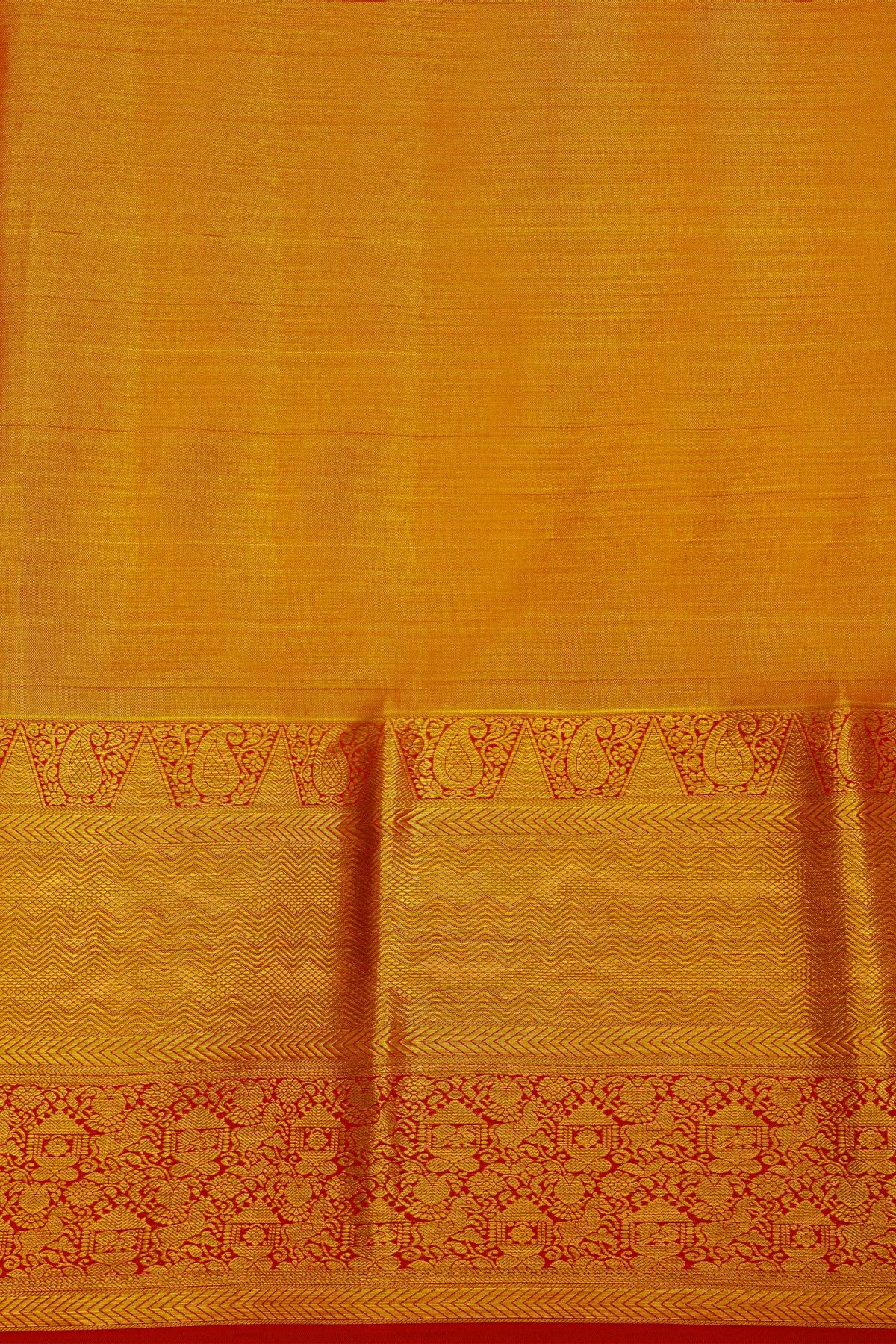 Kancheepuram Silk Gold Saree With Animals Border