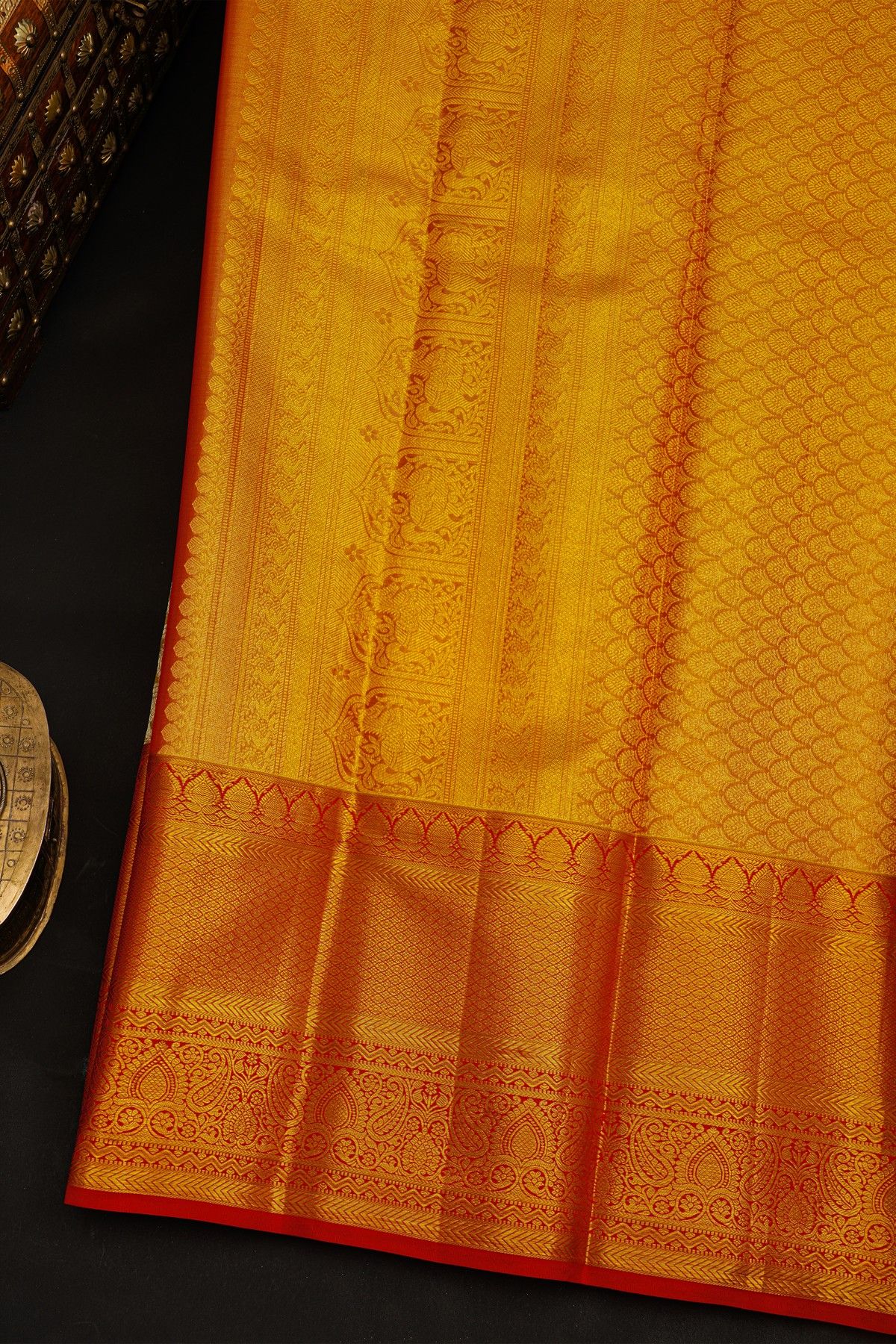 Kancheepuram Silk Dual Colour Saree With Floral Brocade Pallu