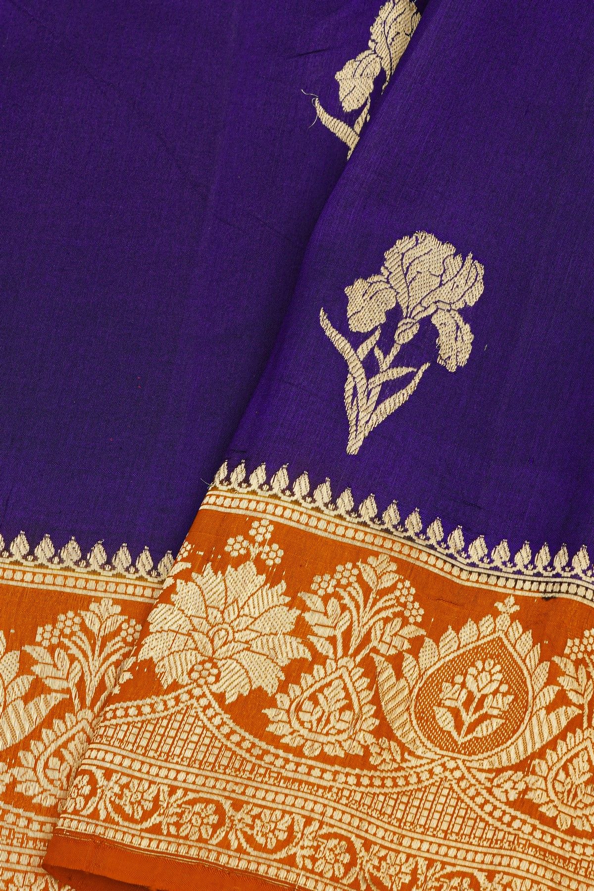 Fancy Matka Silk Navy Blue Saree With Floral Buttis Body