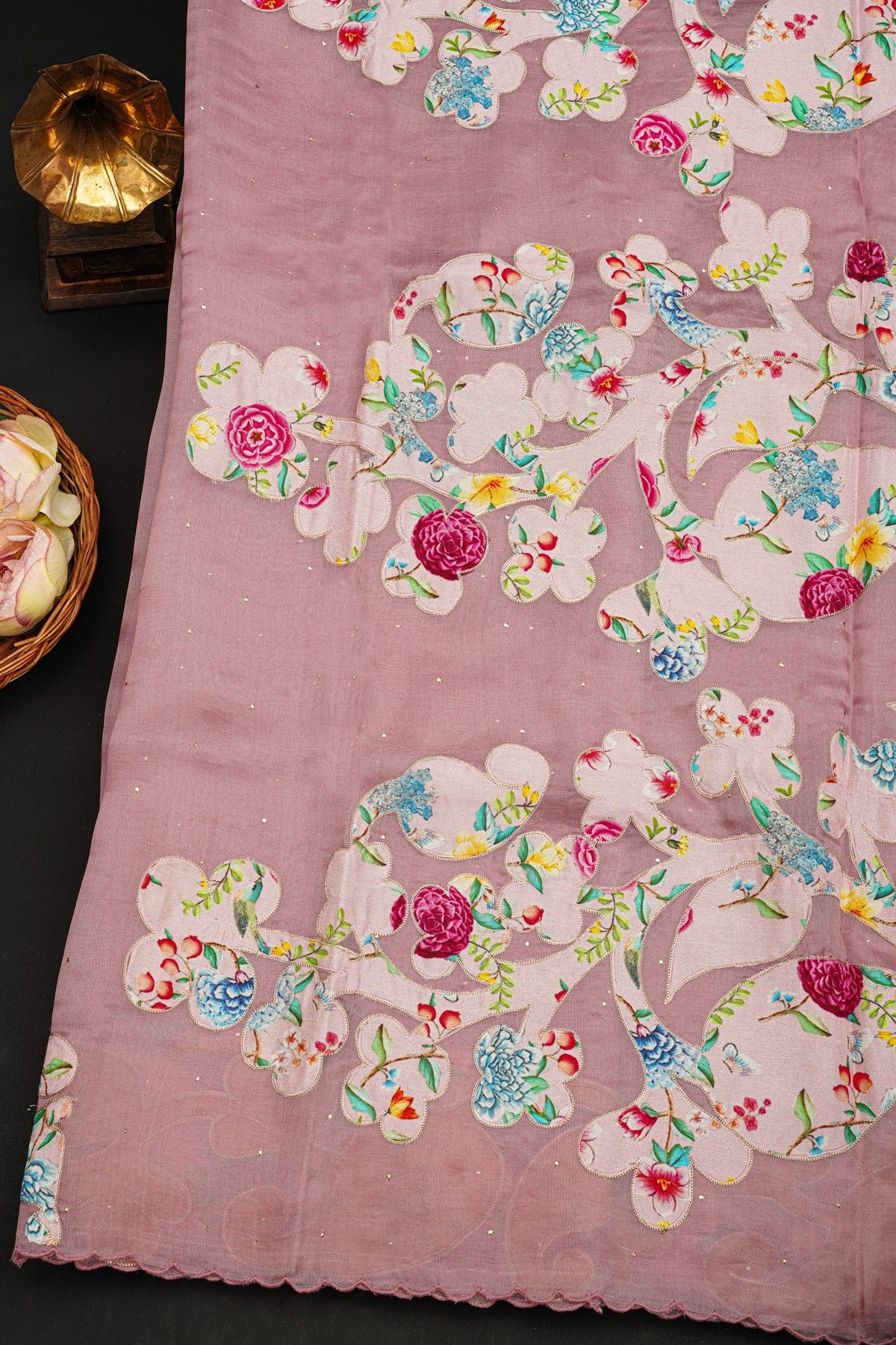 Fancy Kora Lavender Saree With Patch Work Border