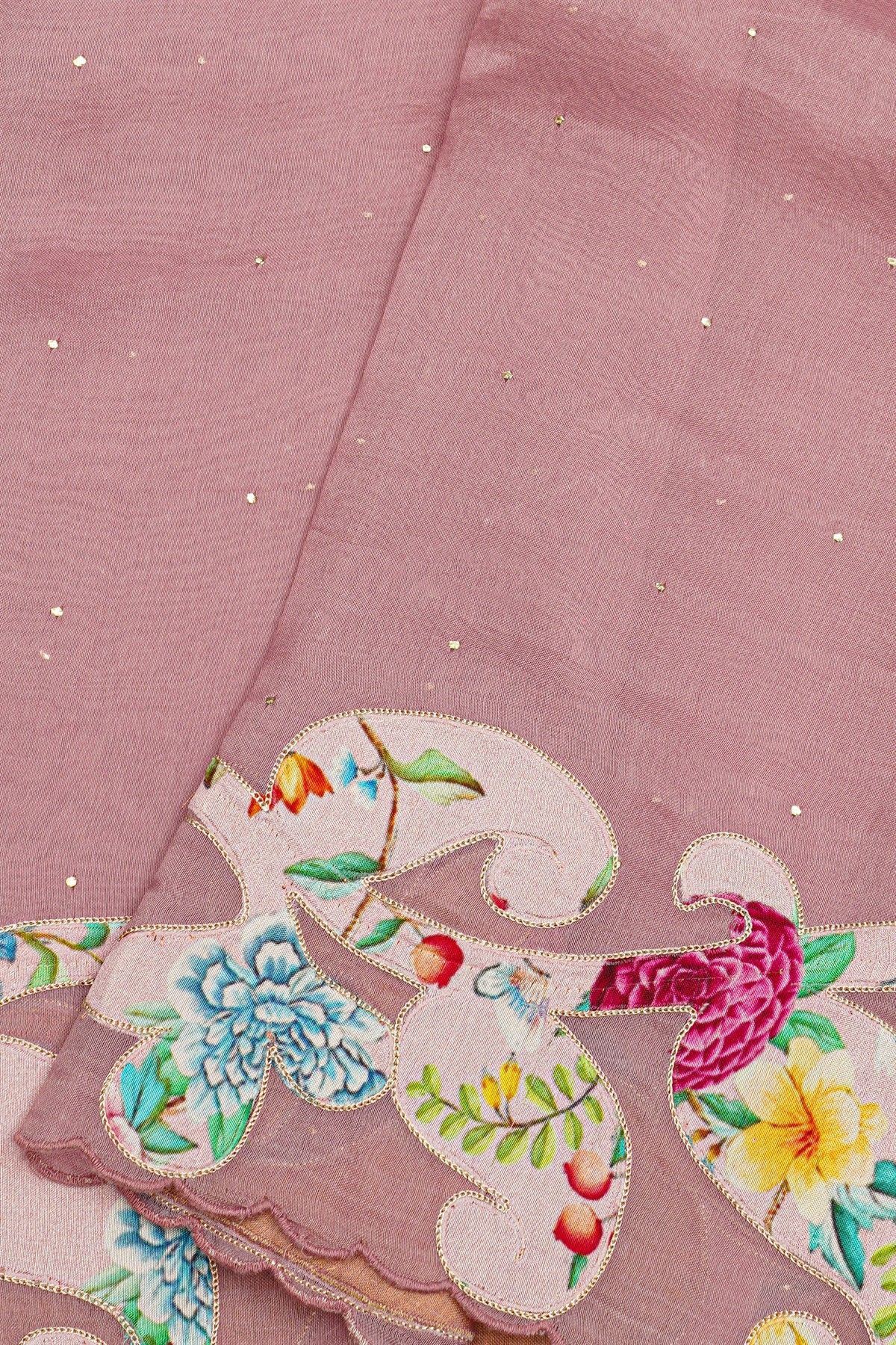Fancy Kora Lavender Saree With Patch Work Border