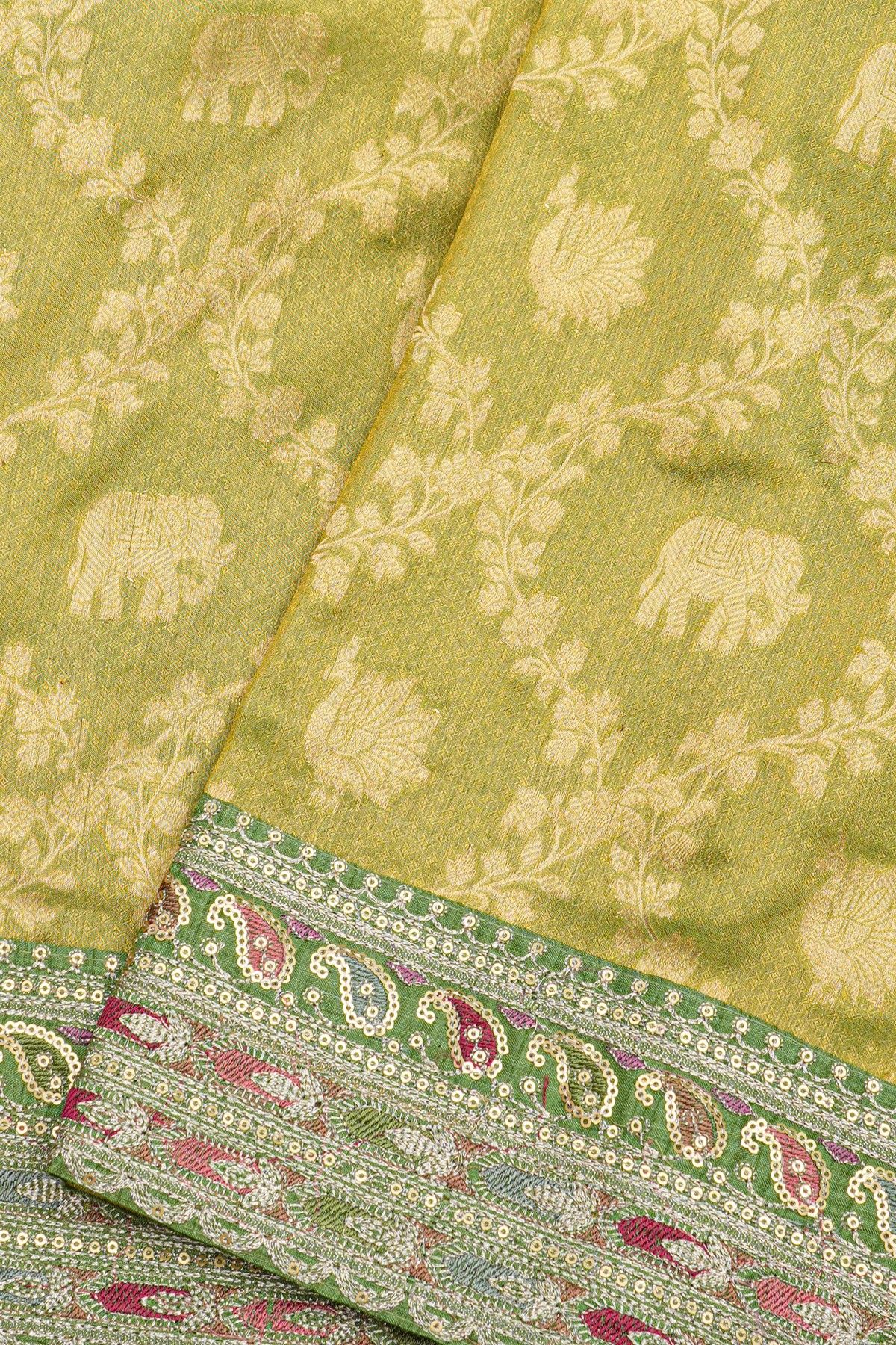 Fancy Kora Dual Colour Saree With Florals In Checks And Contrast Florals And Sequins Work Border
