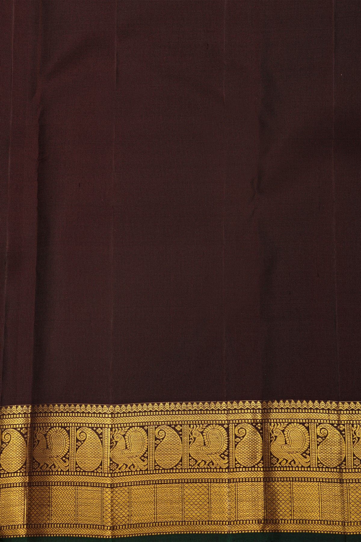 Kancheepuram Maroon Saree With Peacocks In Zari Checks Body Paisley Border