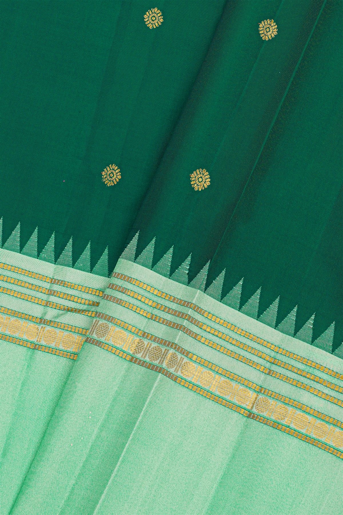 Kancheepuram Silk Green Saree With Florals And Buttis Body