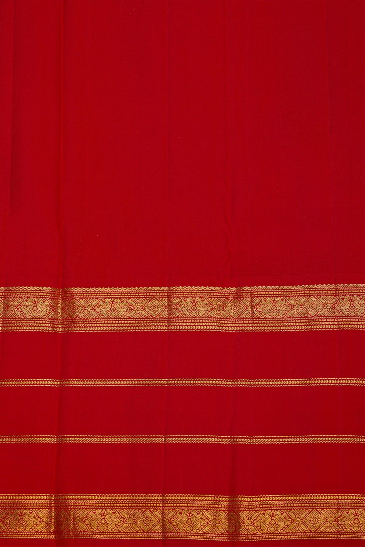Kancheepuram Silk Peach Saree With Contrast Florals And Birds With Animals In Checks Border