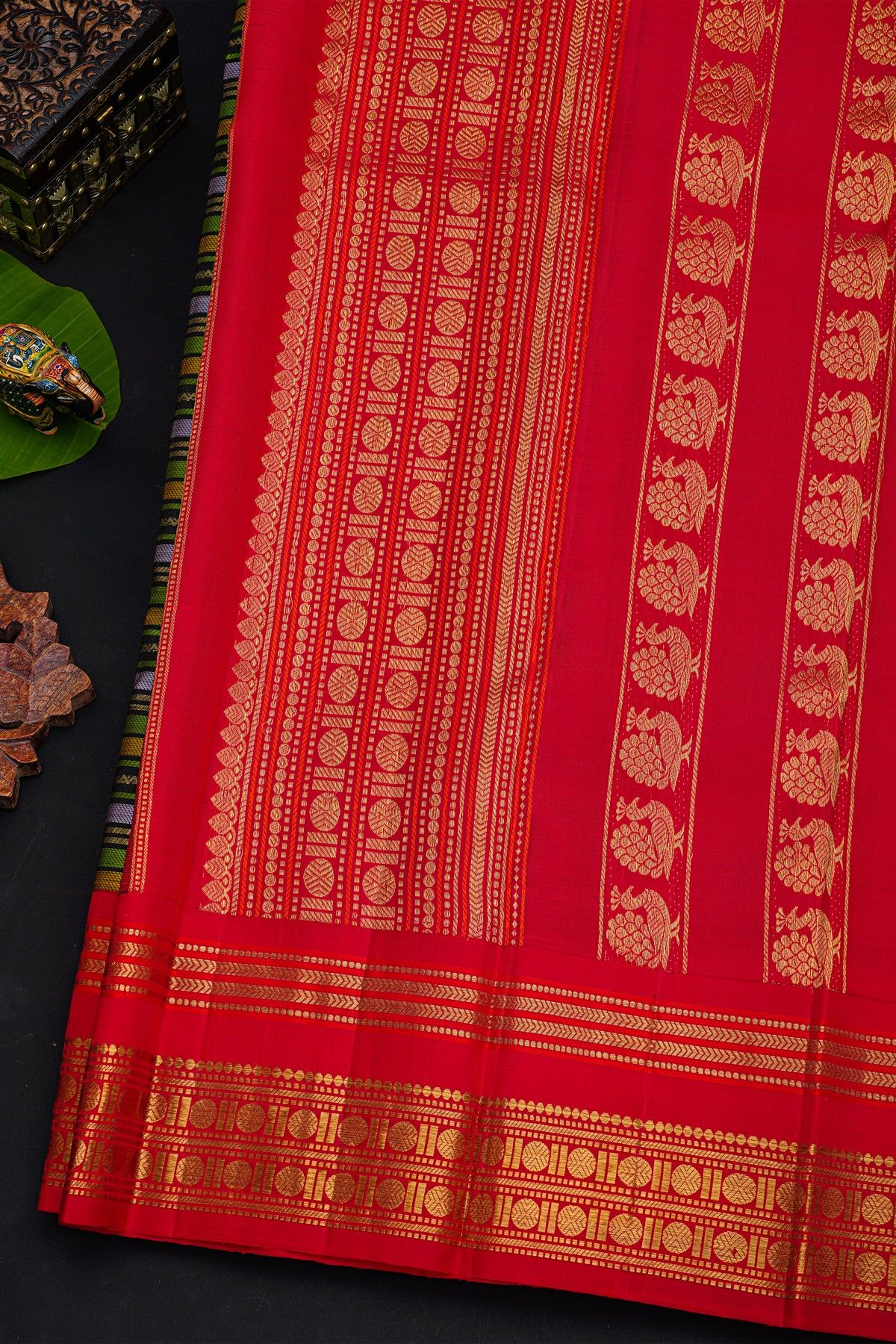 Kancheepuram Silk Multi-Colour Saree With Zari Body