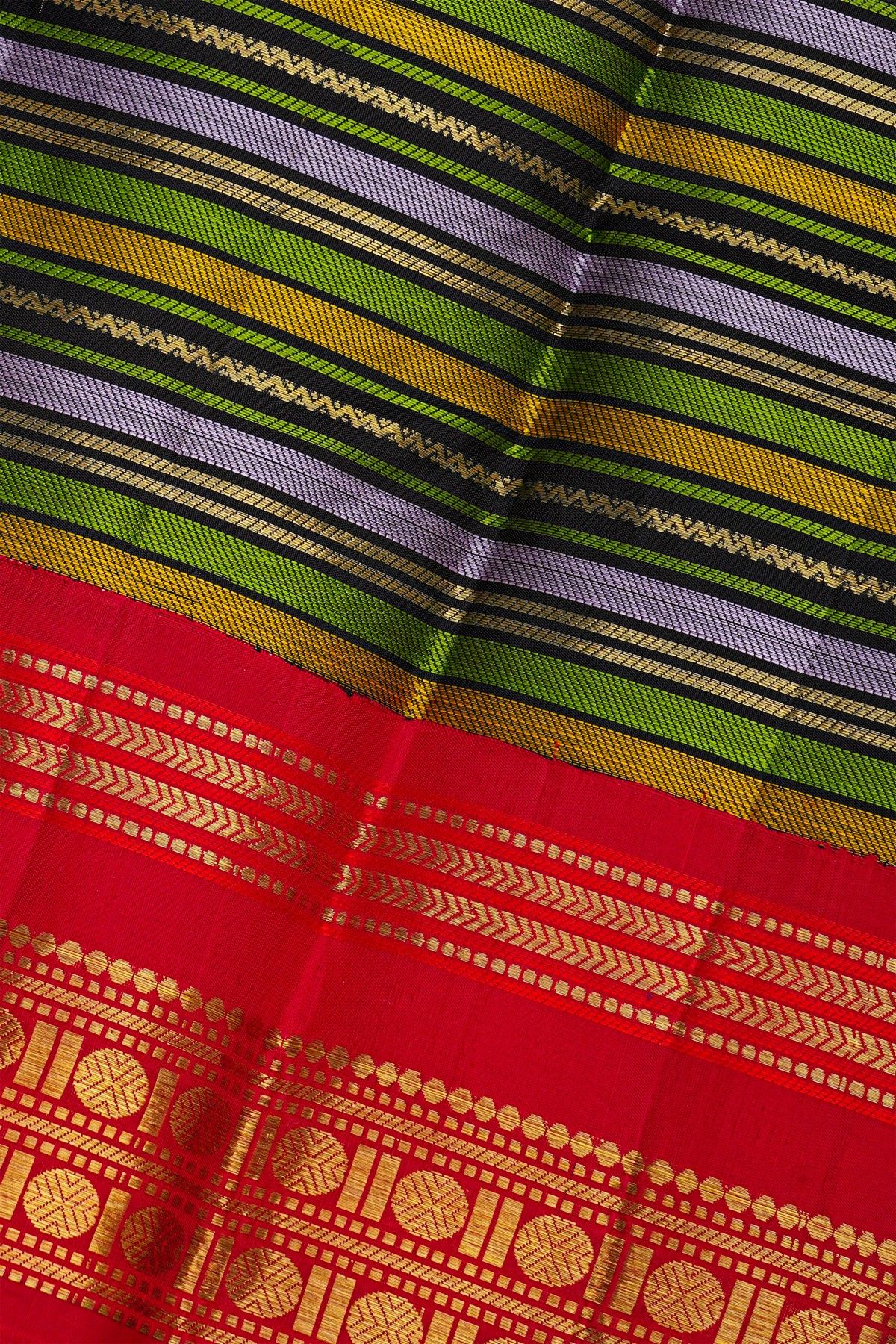 Kancheepuram Silk Multi-Colour Saree With Zari Body