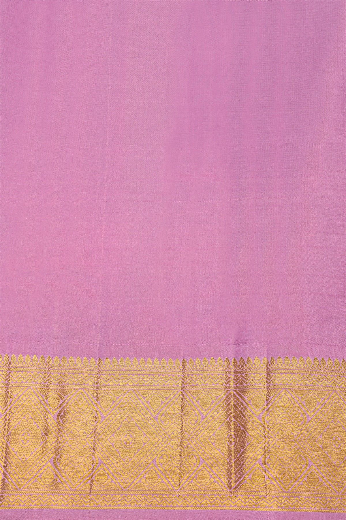 Kancheepuram Silk Purple Saree With Contrast Florals And Leaves Border