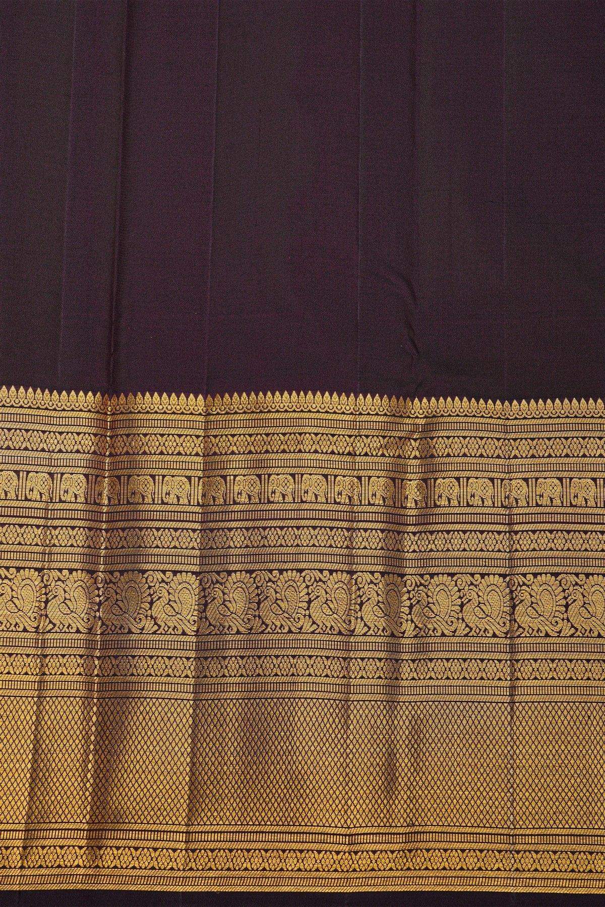 Kancheepuram Silk Dual Colour Saree With Self Diamonds In Zari Florals And Peacocks Border