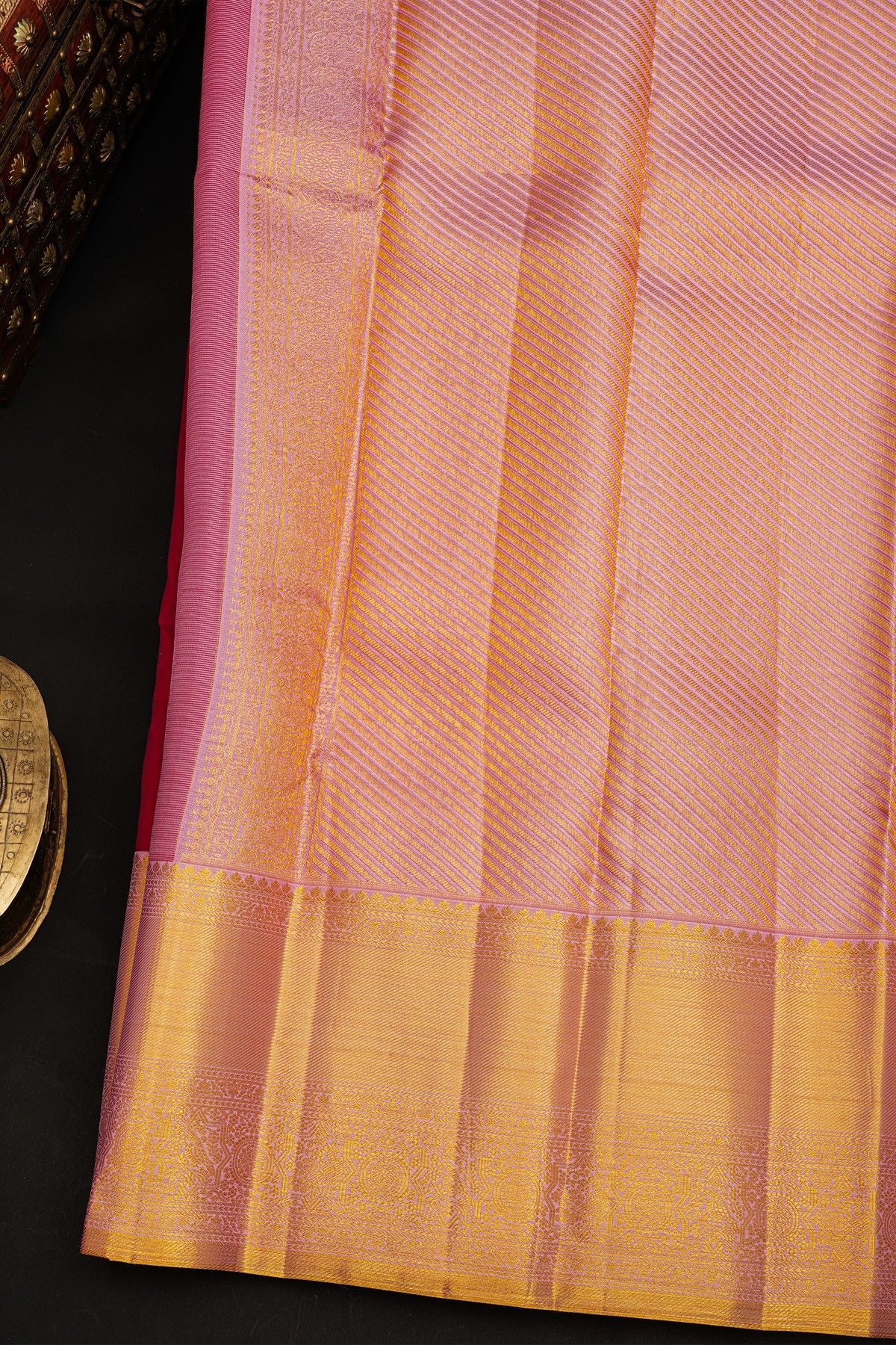 Kancheepuram Silk Maroon Saree With Floral Buttis Contrast Border