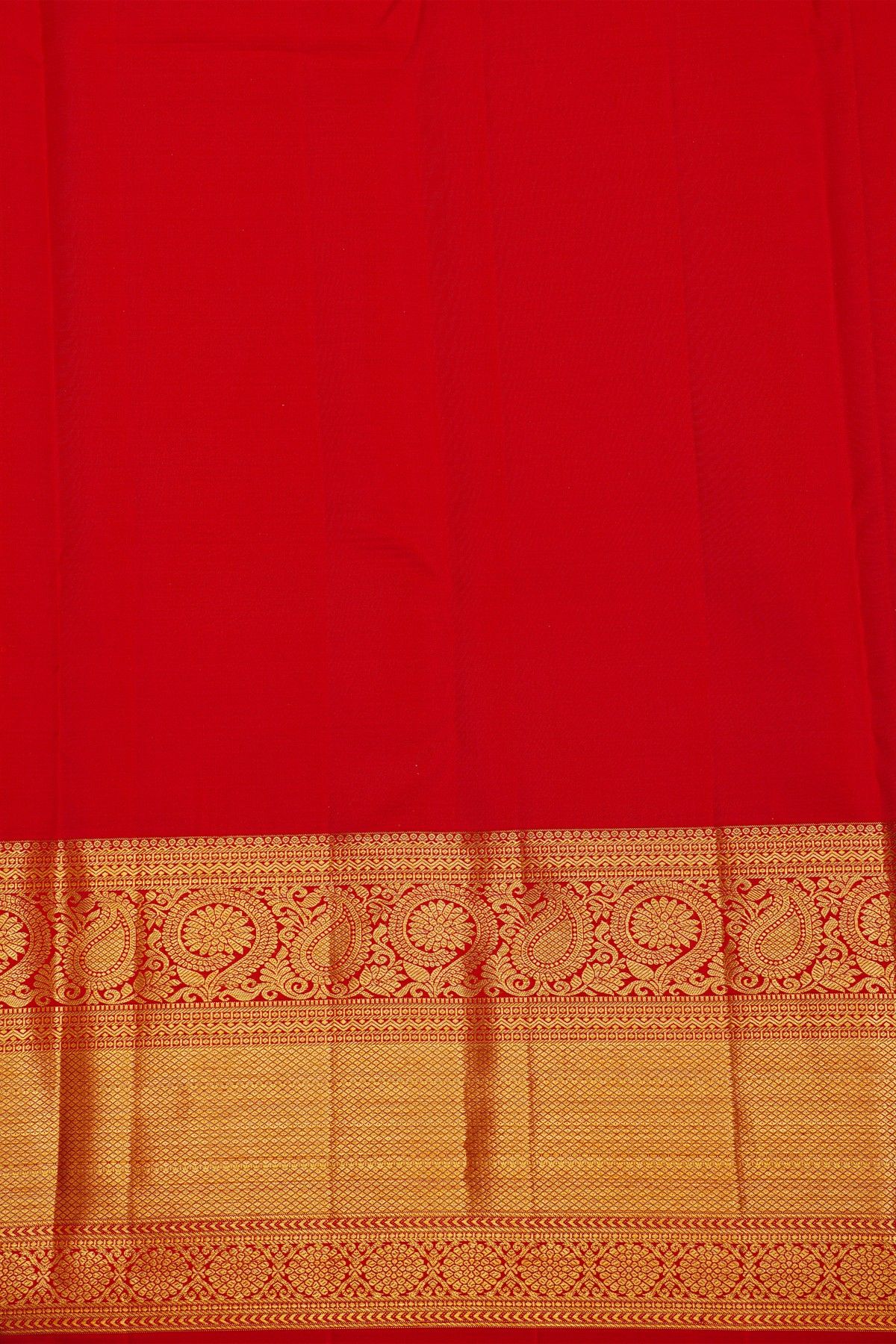 Kancheepuram Silk Red Saree With Florals Body Self Border