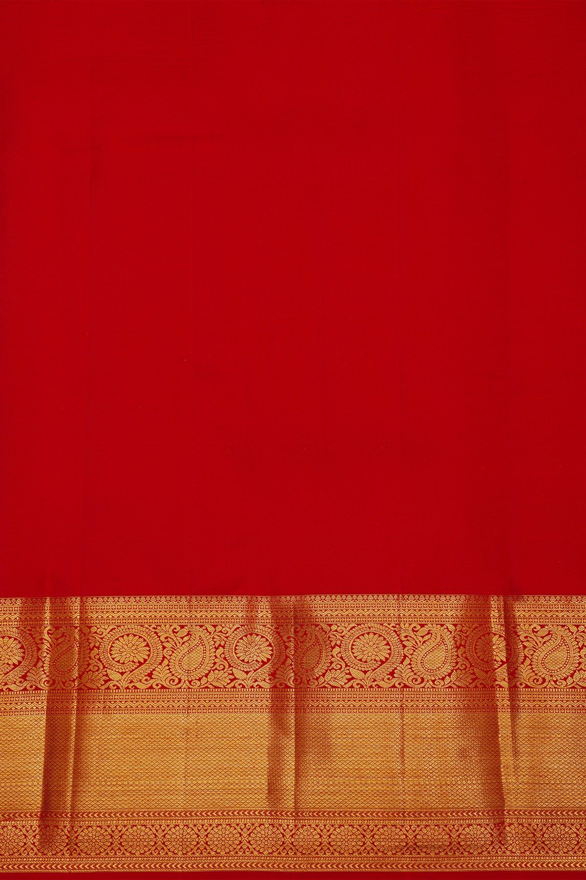Kancheepuram Silk Red Saree With Self Border
