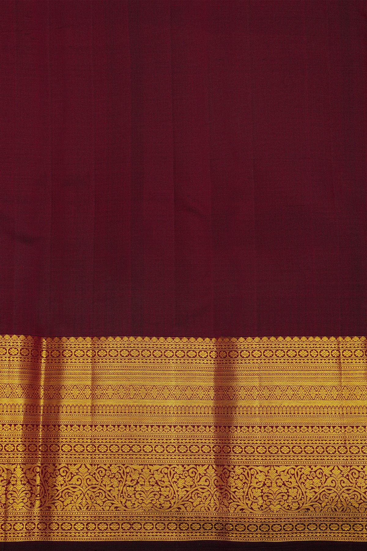 Kancheepuram Silk Burgundy Saree With Floral Brocade Pallu