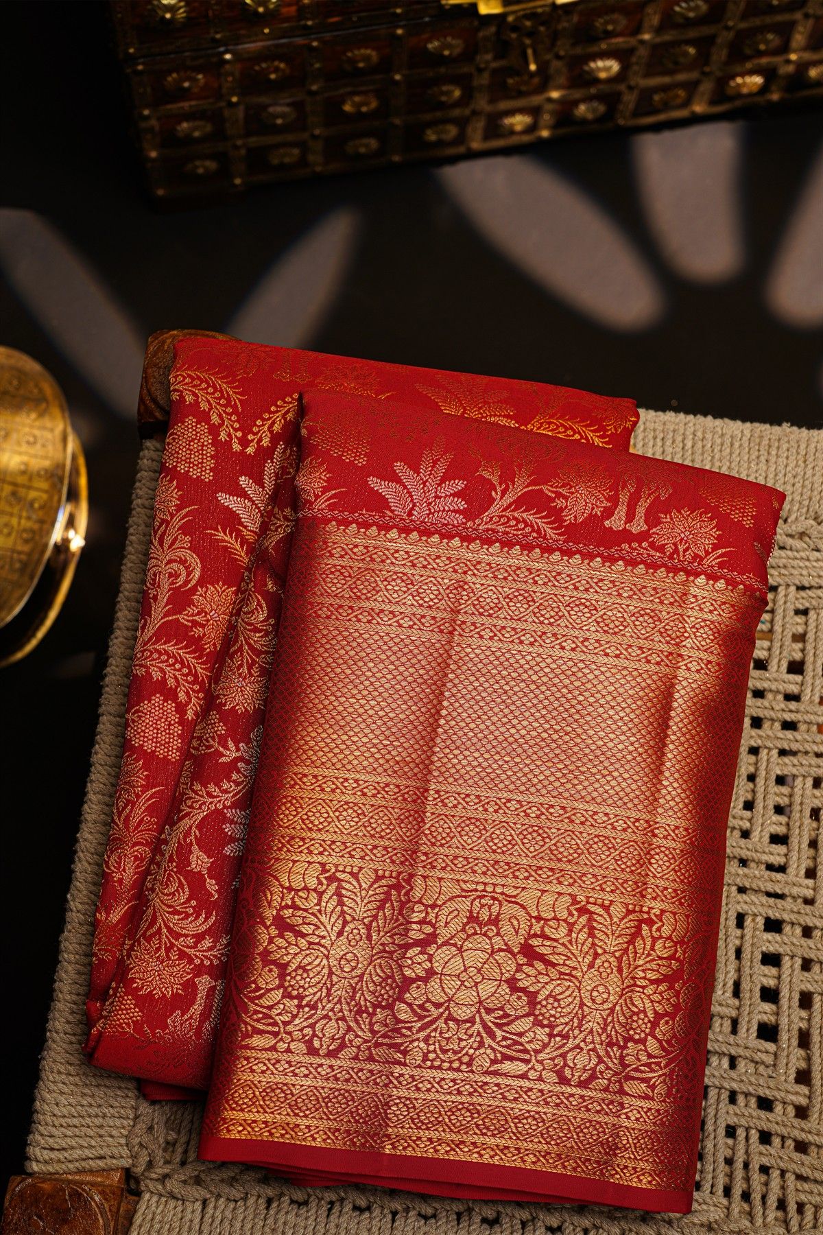 Kancheepuram Silk Maroon Saree With Floral Brocade Pallu