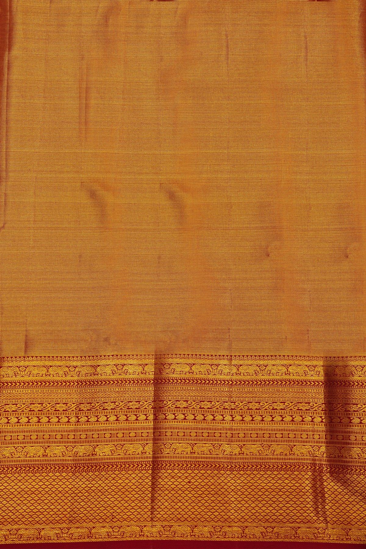 Kancheepuram Silk Dual Colour Saree With Florals Body Contrast Border