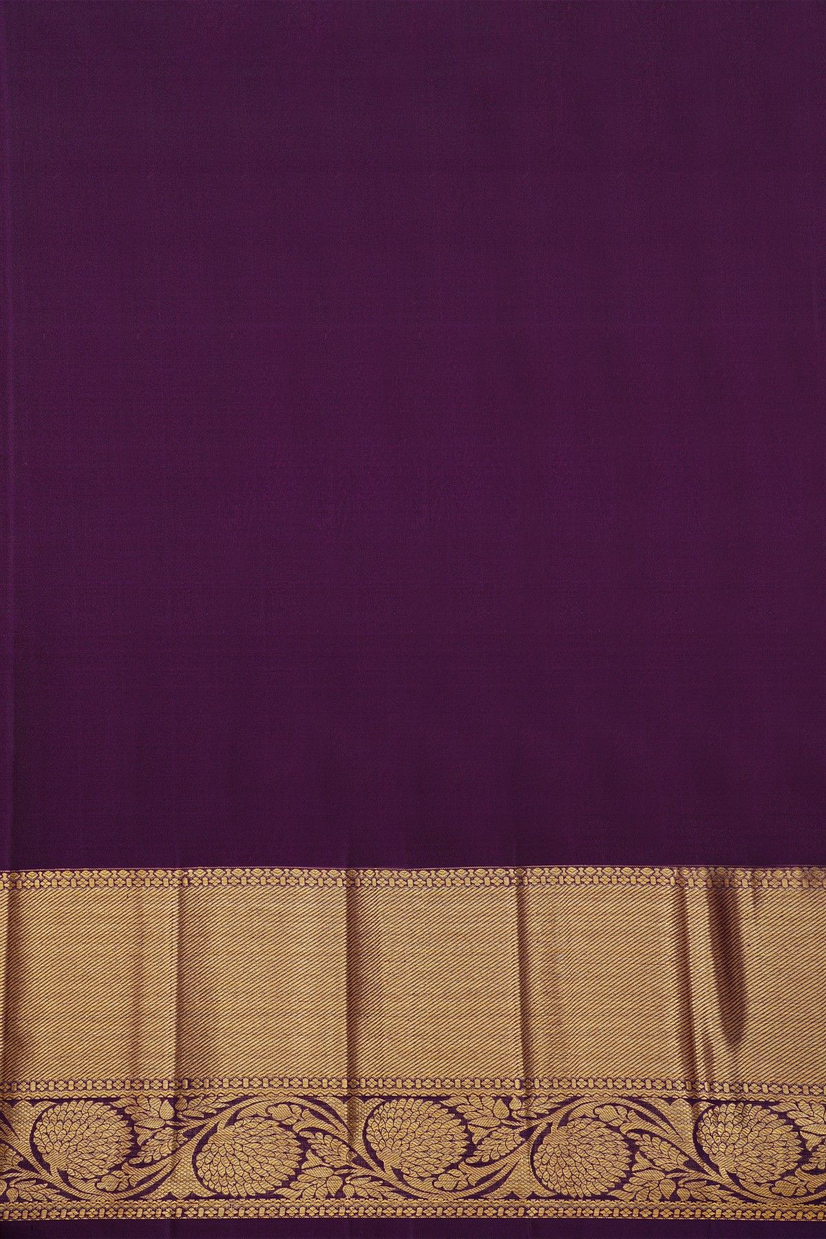 Kancheepuram Silk Dark Purple Saree With Zari Lines Body Kaddi Jaal Border