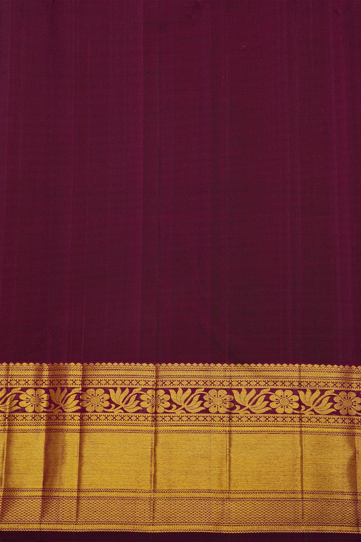 Kancheepuram Silk Dark Purple Saree With Brocade Body Self Border
