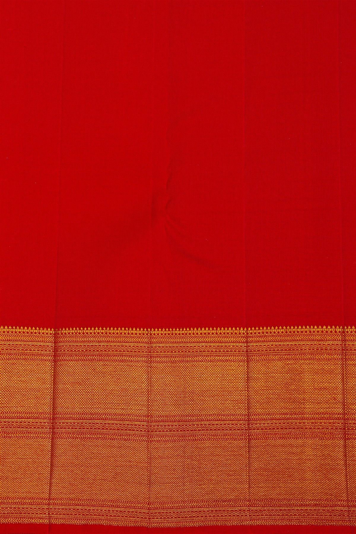 Kancheepuram Silk Red Saree With Floral Body Bridal Border Saree