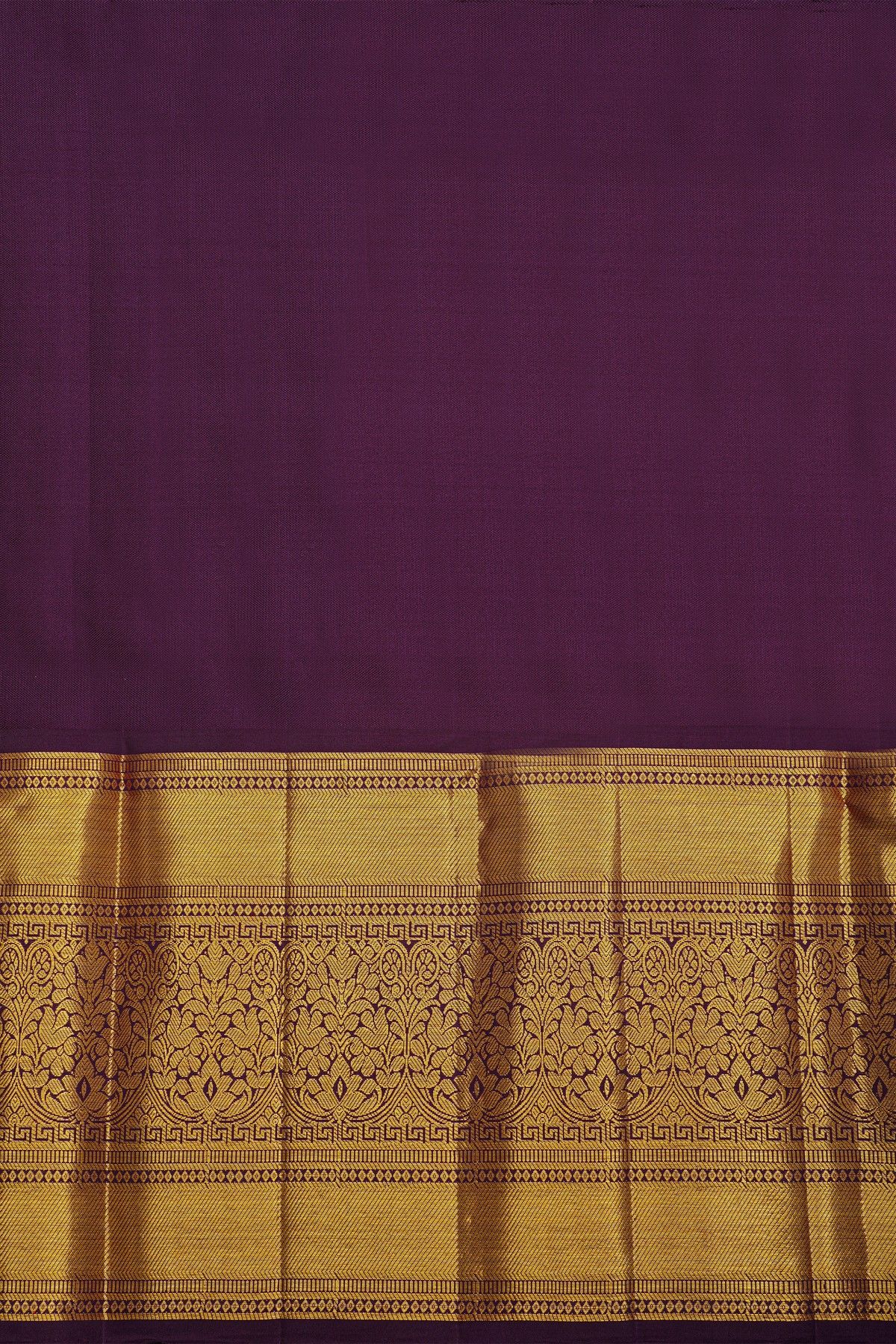 Kancheepuram Silk Sea Green Saree With Florals And Leaves Jaal Border