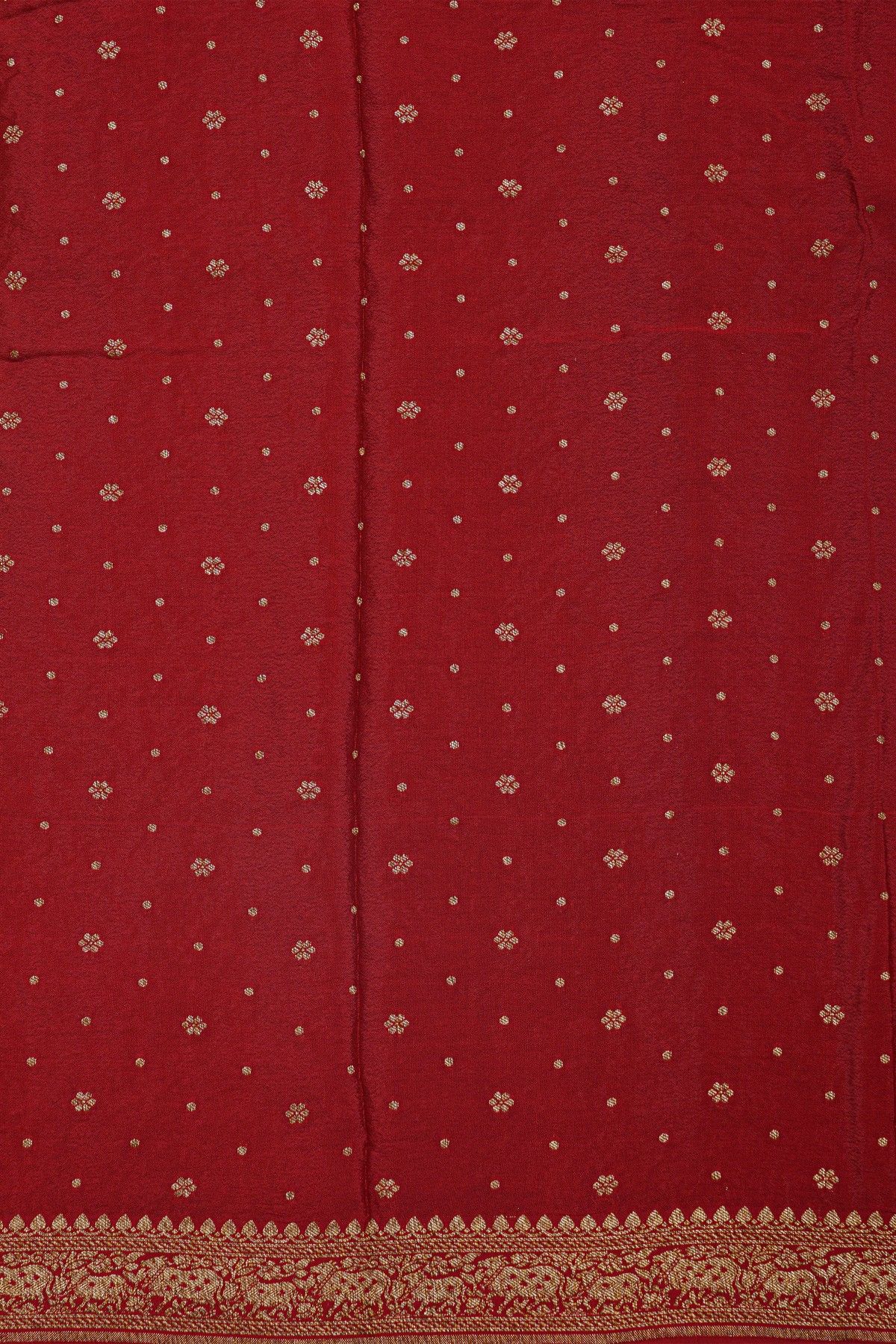 Banarasi Kaddi Georgette Mustard Saree With Florals And Pichwai Cows In Cross Checks Body