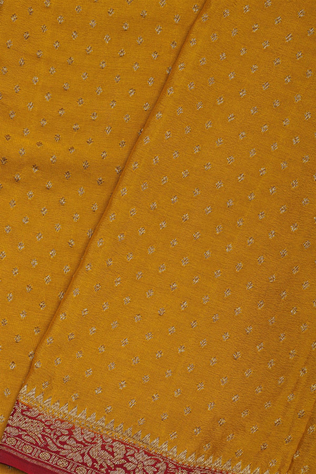 Banarasi Kaddi Georgette Yellow Saree With Floral Buttis Body