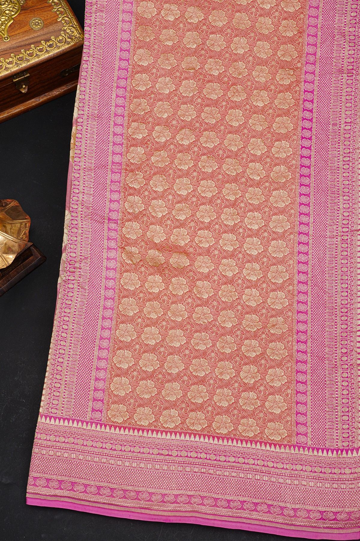 Fancy Georgette Light Pink Saree With Meenakari Floral Jaal Body And Self Diamonds In Zari, Florals And Leaves Border