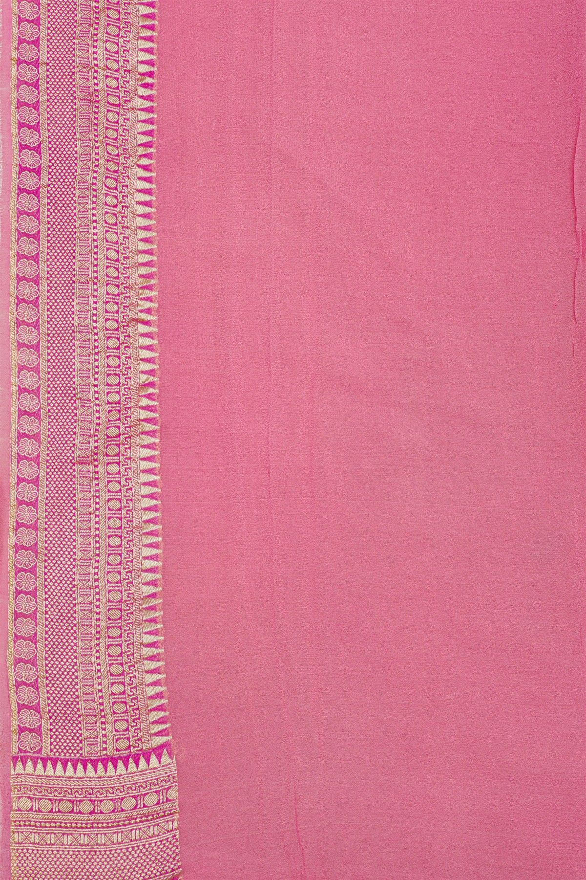 Fancy Georgette Light Pink Saree With Meenakari Floral Jaal Body And Self Diamonds In Zari, Florals And Leaves Border