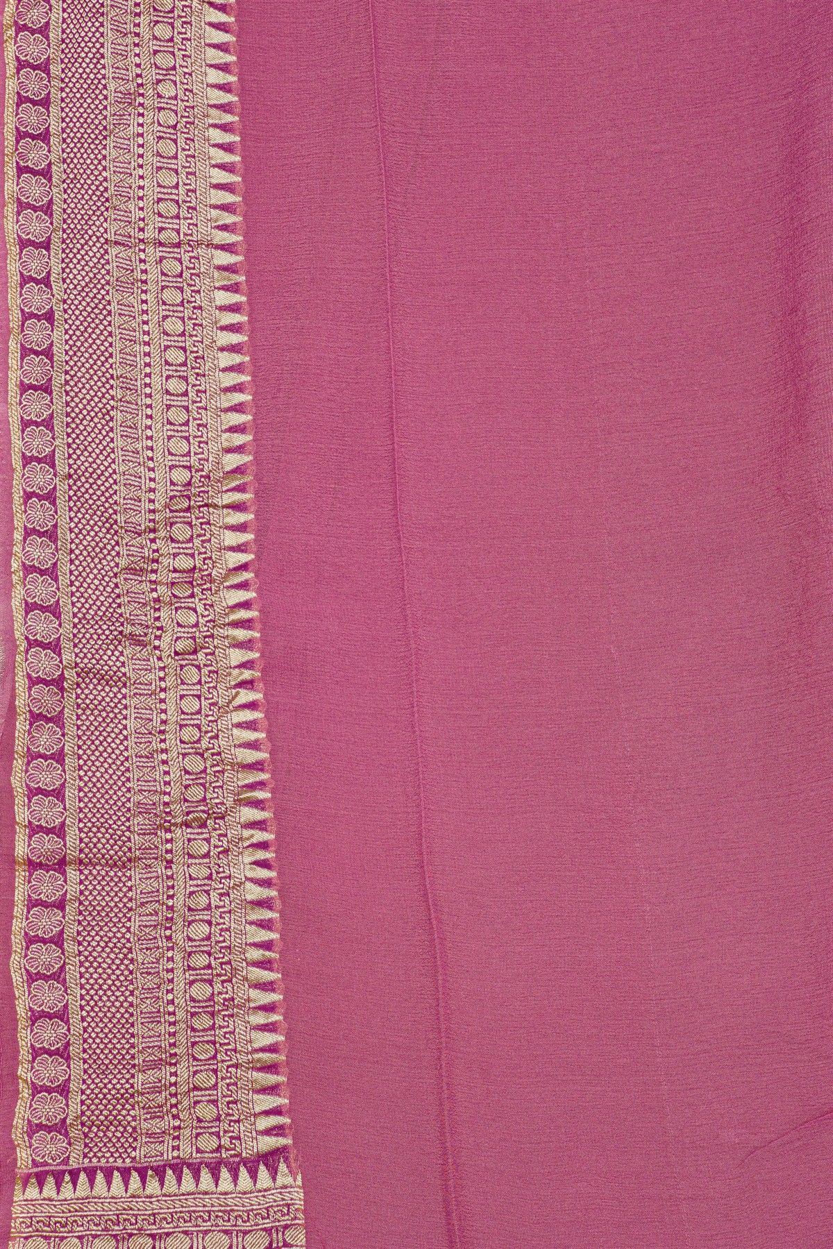 Fancy Georgette Pink Saree With Meenakari Floral Jaal Body And Self Diamonds In Zari And Florals Border